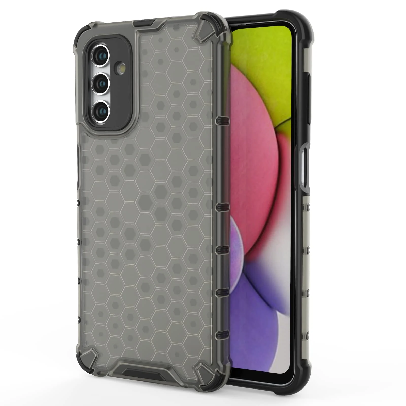 DL3 Mobilak Case For Samsung Galaxy A04S, [Honeycomb Design] Drop Protection, Ultra Thin TPU + PC Transparent Silicone Protective Case, Shockproof Cover - Black