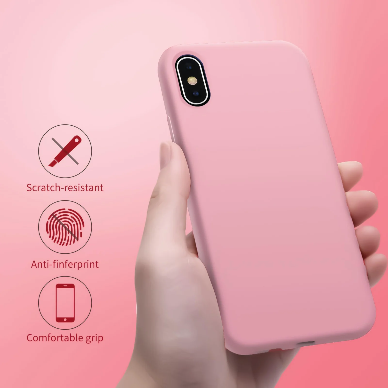 DL3 Mobilak Liquid Silicone Protective Case for iPhone XS Max with Camera Protection and Microfiber Lining - A Pink