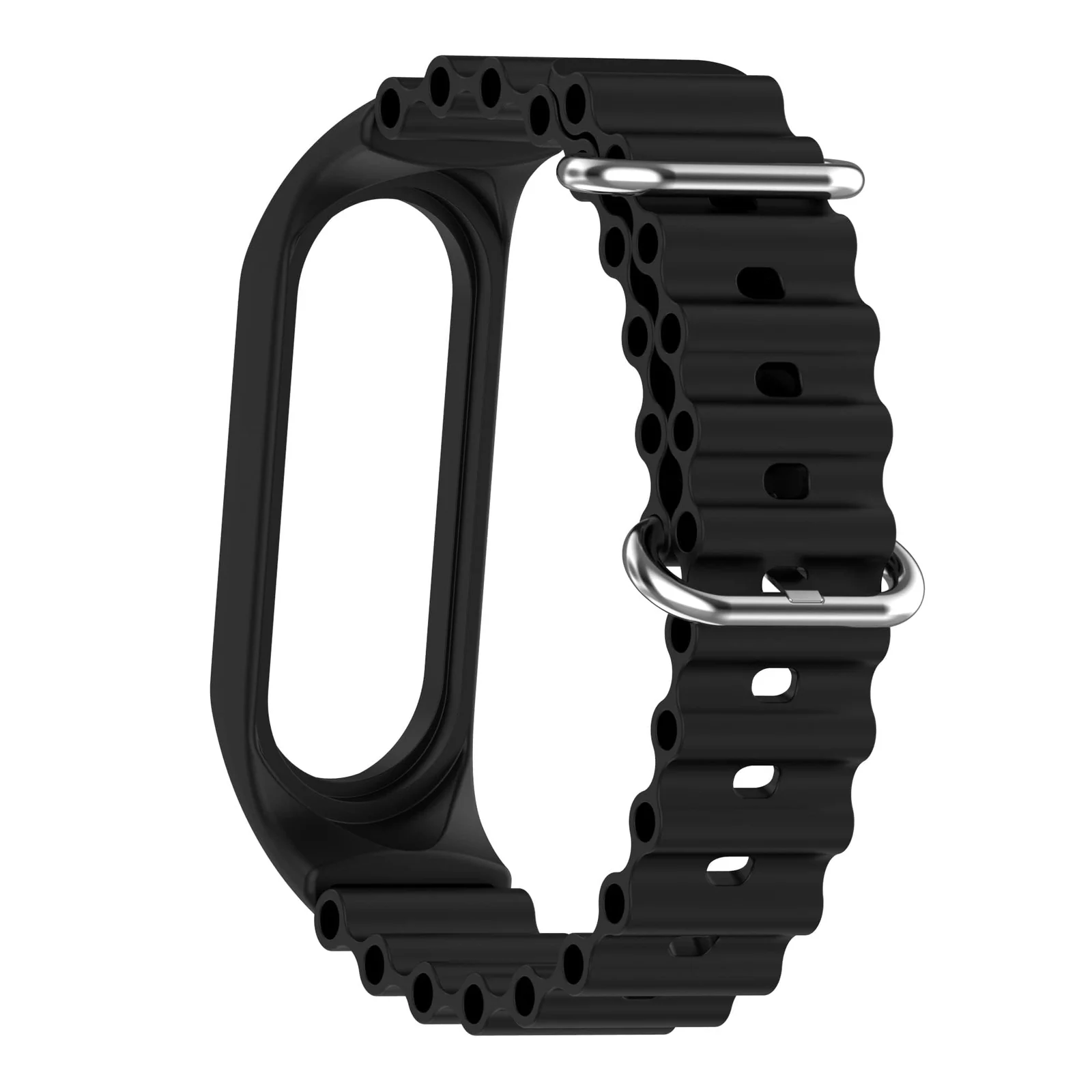 DL3 Mobilak Ocean Band for Xiaomi Mi Band 7/Mi Band 6/Mi Band 5/Mi Band 4/Mi Band 3, Adjustable Silicone Stretchy Sport Strap Women Men Replacement Wristband - Black