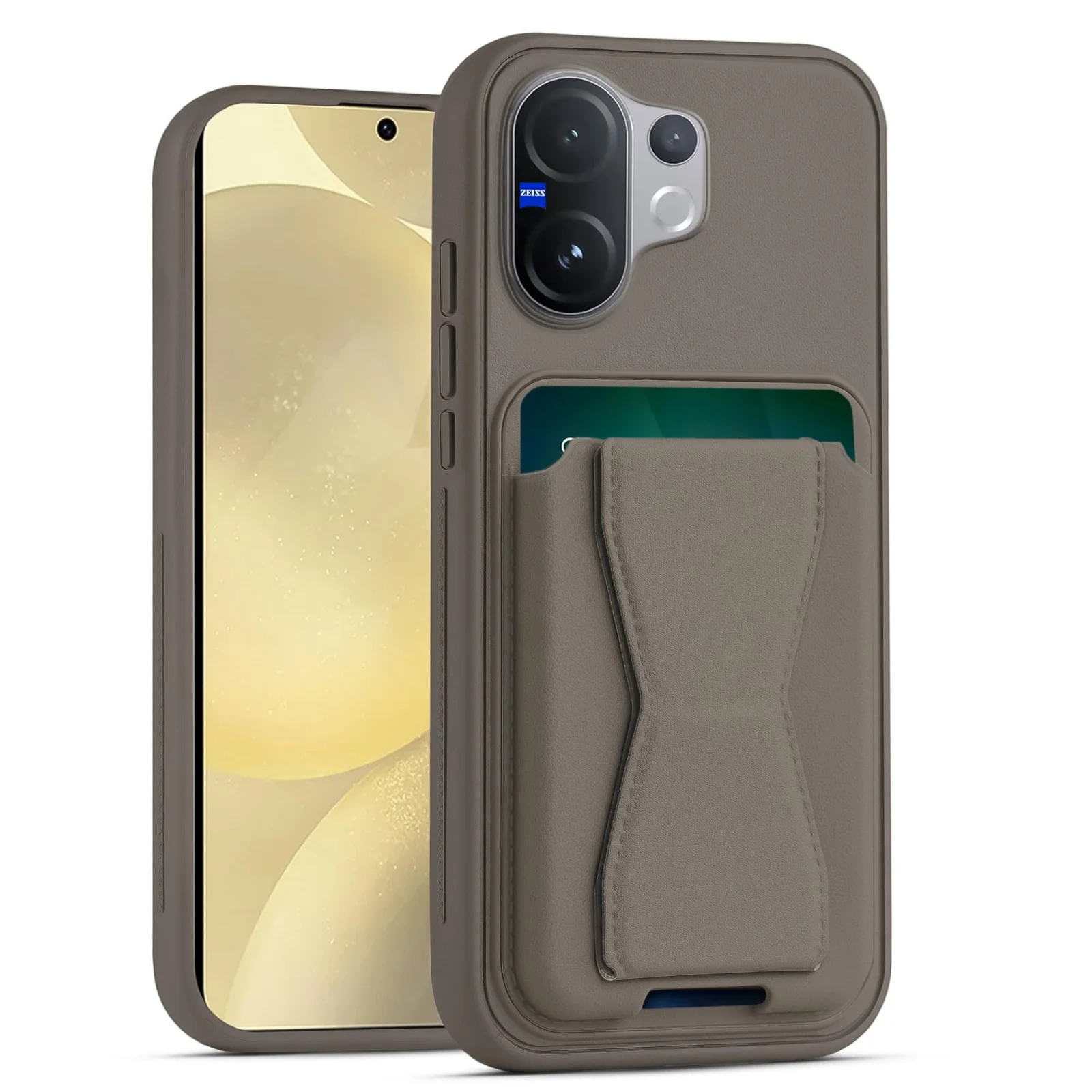 DL3 Mobilak Leather Wallet Case with Card Slot for vivo V60 5G with Camera Protection and Shockproof Design - Titanium
