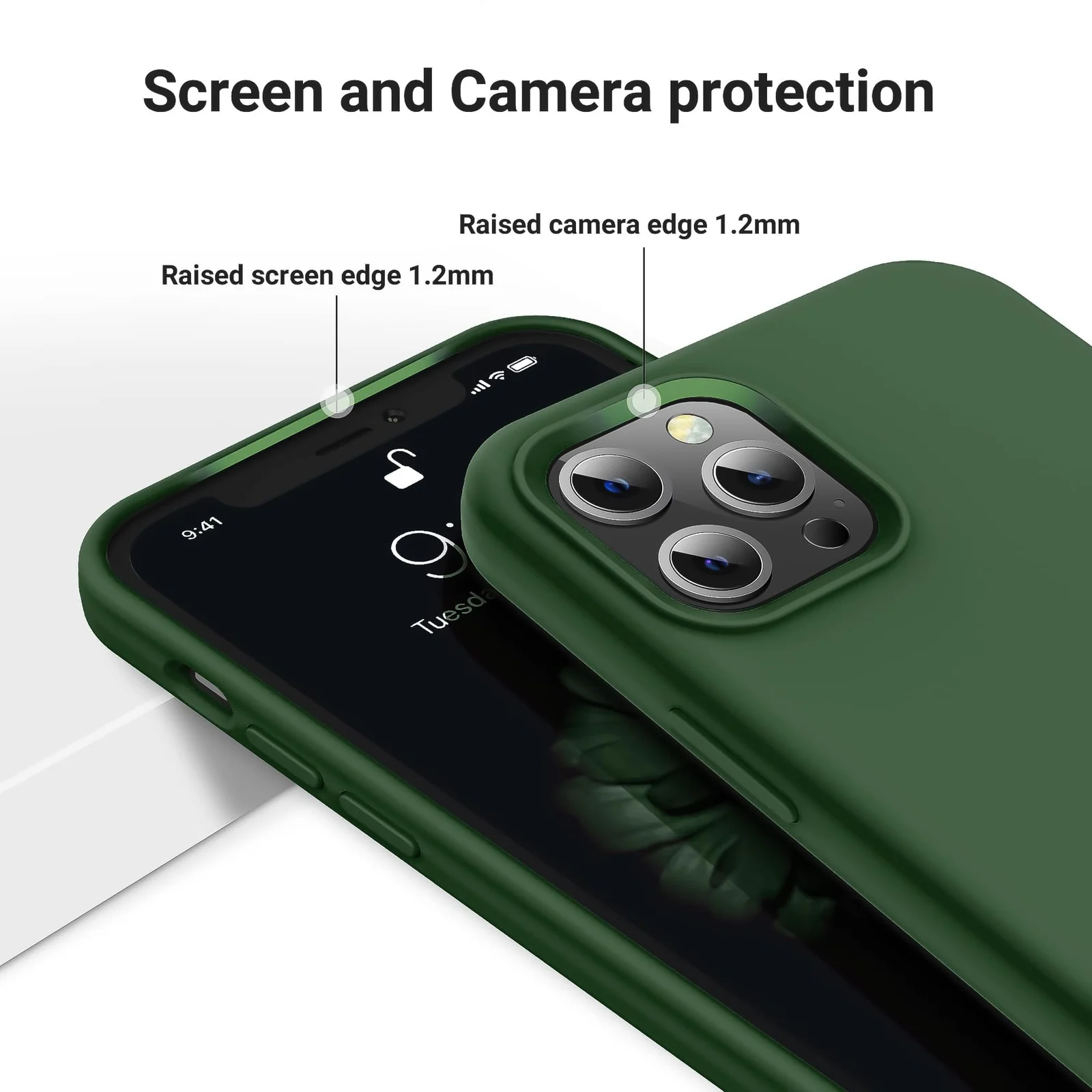 DL3 Mobilak Compatible with iPhone 14 Pro Max (6.7 Inch) Case, Liquid Silicone Case, Full Body Protective Cover, Shockproof, Slim Phone Case, Anti-Scratch Soft Microfiber Lining - Green