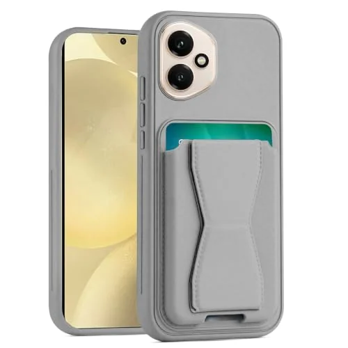 DL3 Mobilak Leather Wallet Case Compatible with Honor 400 5G, Leather Back Cover With TPU Frame, Shockproof Protective Phone Case with Card Holder Stand - Gray