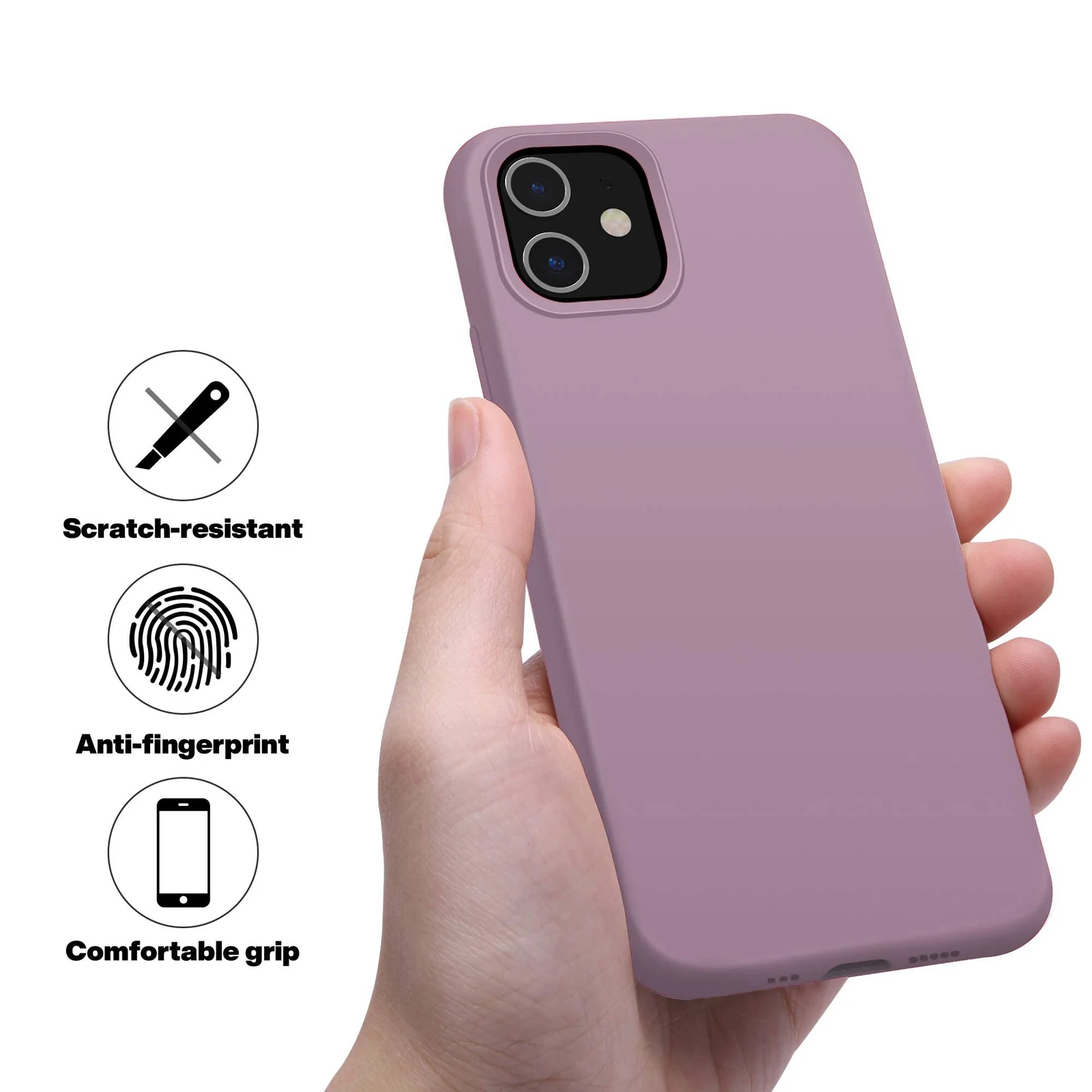 DL3 Mobilak Liquid Silicone Protective Case for iPhone 11 (6.1 Inch) with Camera Protection and Microfiber Lining - Lilac Purple