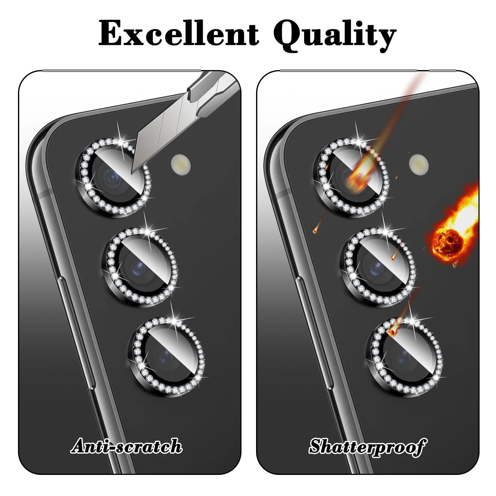 DL3 Mobilak Camera Lens Protector for Samsung Galaxy A16 5G/4G Accessories, 9H Tempered Glass Metal Individual Ring Camera Cover Screen Protector for Samsung A16, Case Friendly, Anti Scratch - Diamond Black