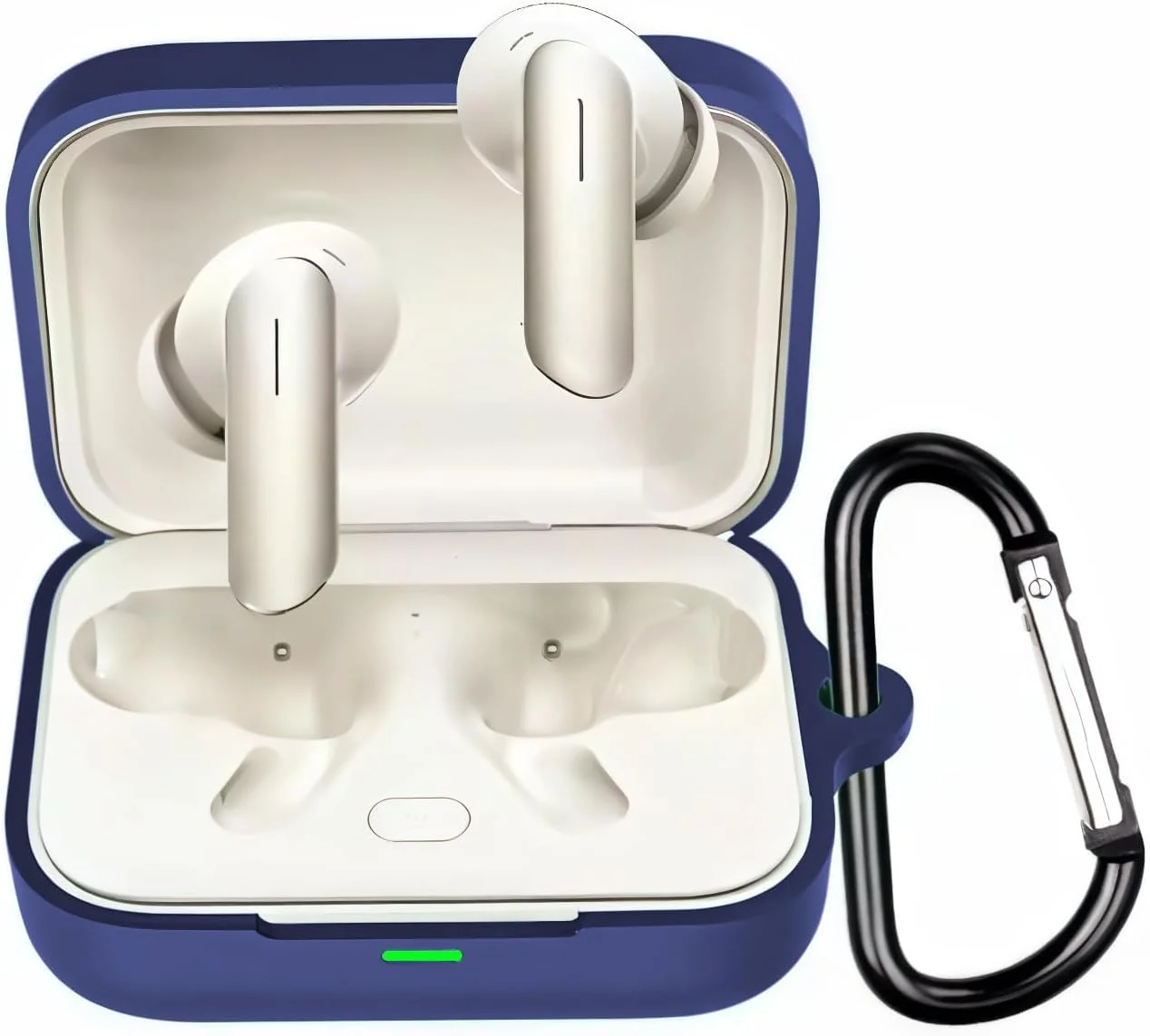 MOBIGON Soft Silicone Earbuds Case with Carabiner for Realme Buds Air 7 Pro / Air 7, Blue