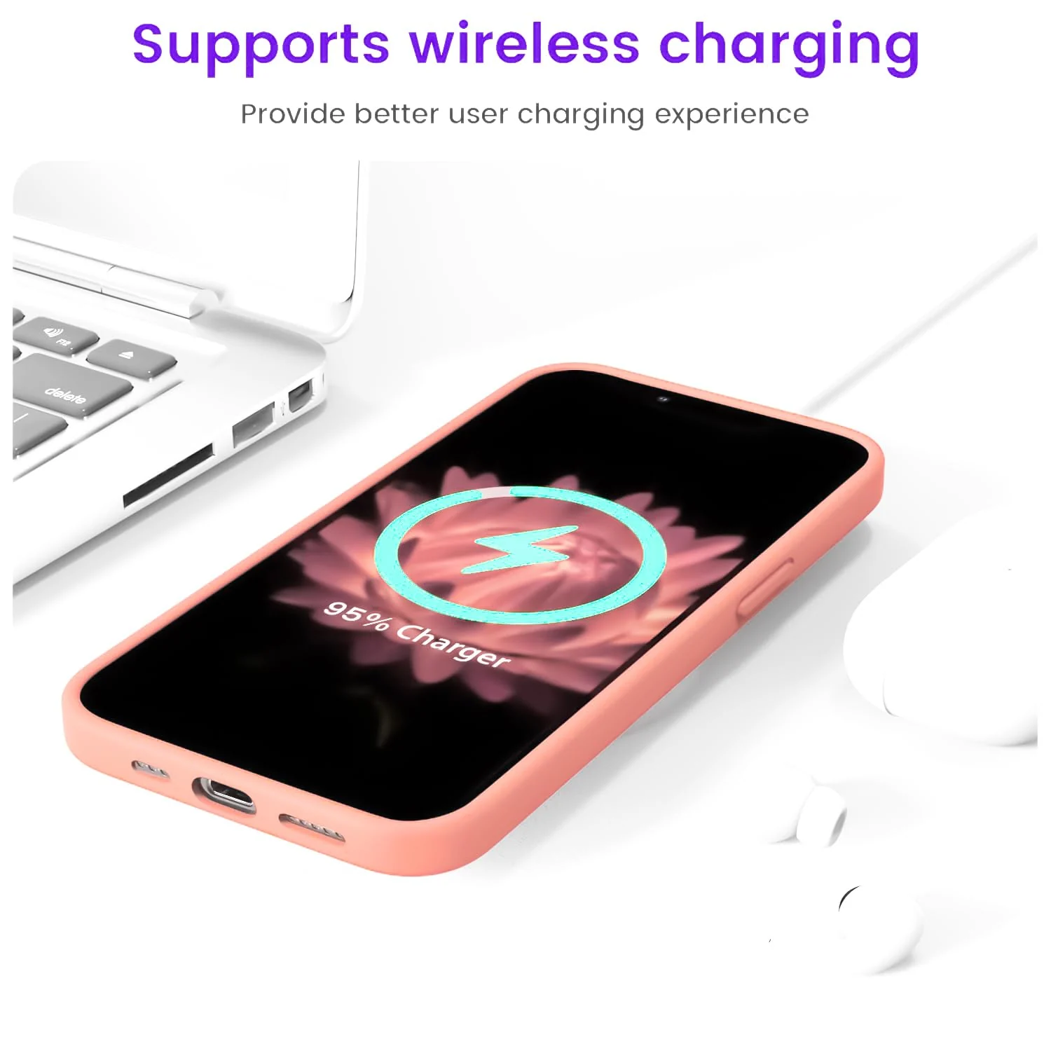 "DL3 Mobilak Compatible with iPhone 15 Plus/iPhone 14 Plus Case 6.7"", Slim Liquid Silicone 3 Layers Soft Gel Rubber Cover Protective Phone Case with Anti-Scratch Microfiber Lining - Pastel Pink"