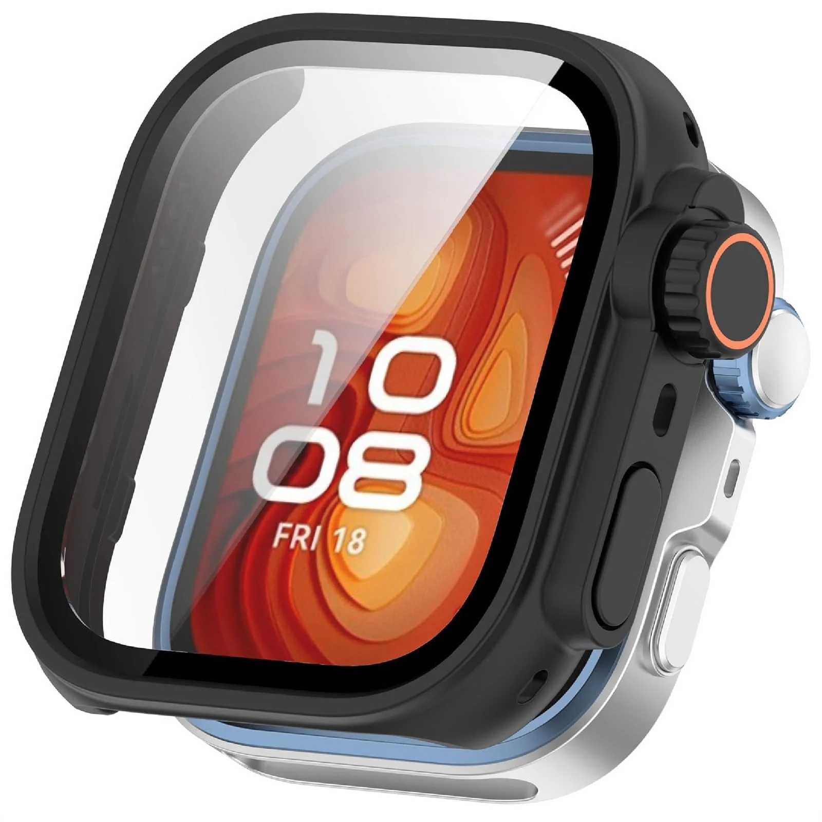 DL3 Mobilak for Huawei Watch Fit 4 Pro 2025 Case Screen Protector, [Looks Like iWatch Ultra Case] Built-in Tempered Glass Screen Unique Design Case Cover for Huawei Watch Fit4 Pro - Black