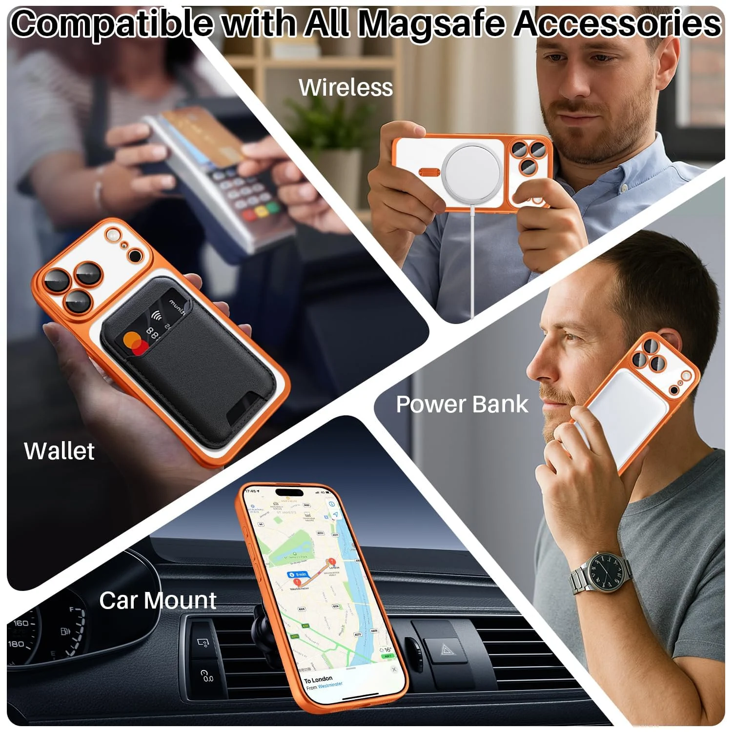 DL3 Mobilak Plated-Edge Protective Case for iPhone 17 Pro, Compatible with MagSafe accessories, Supports wireless charging, Camera protection - Orange Matte