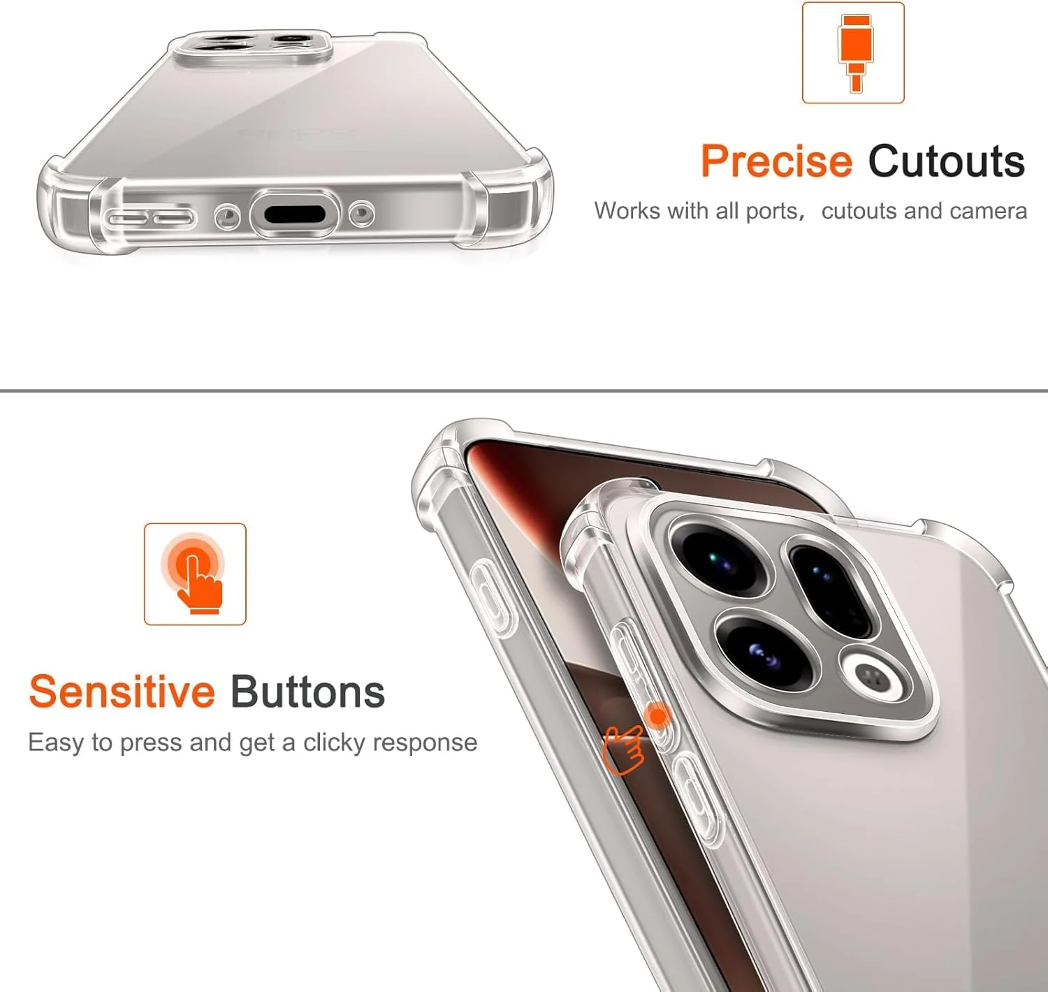 DL3 Mobilak Case Compatible with OPPO Find X9, Cover Silicone Transparent TPU Gorilla Anti-shock Protector Camera Shockproof Corners - Clear
