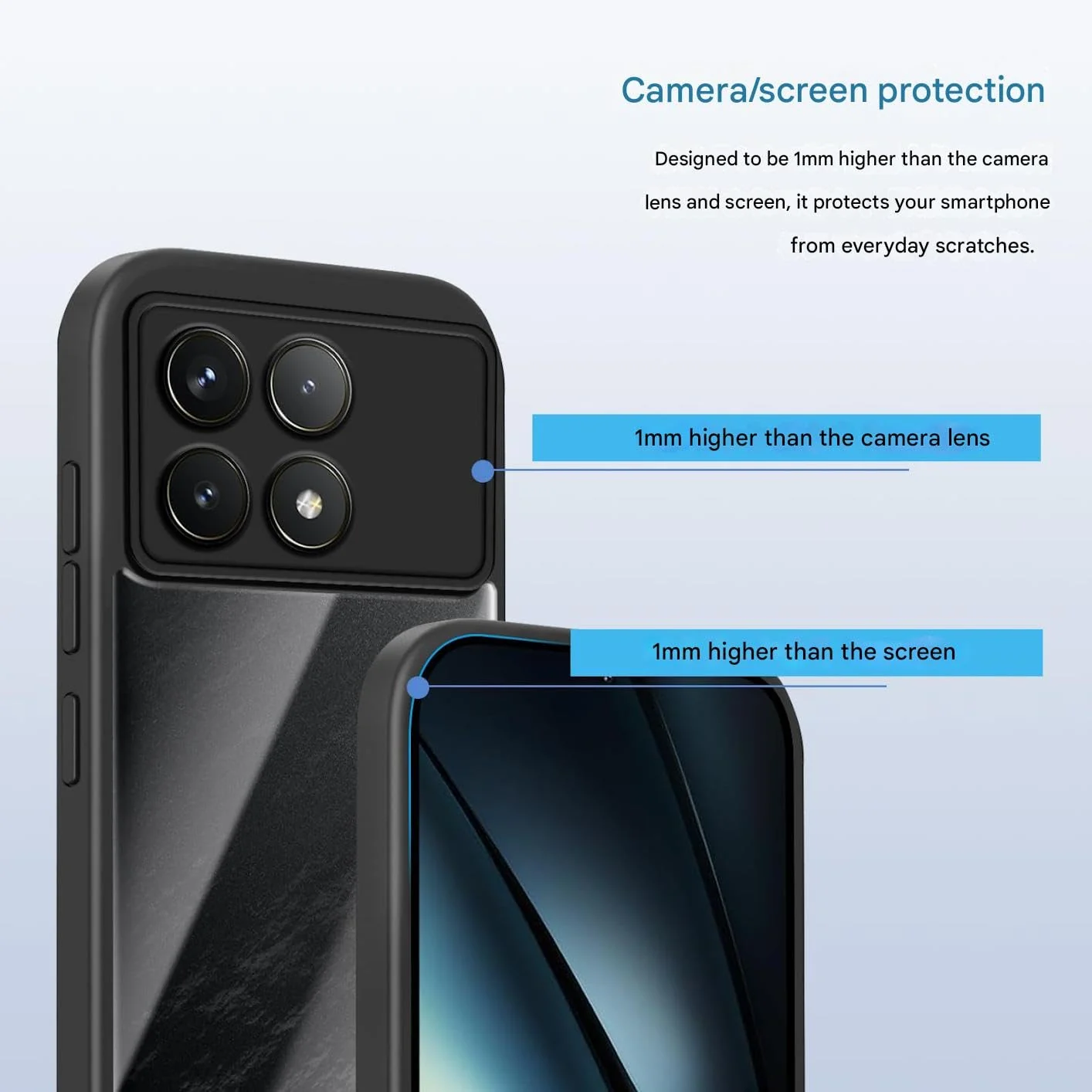 DL3 Mobilak Clear PC and TPU Protective Case for Xiaomi Poco F6 Pro 5G with Camera Protection and Military-Grade Protection - Black
