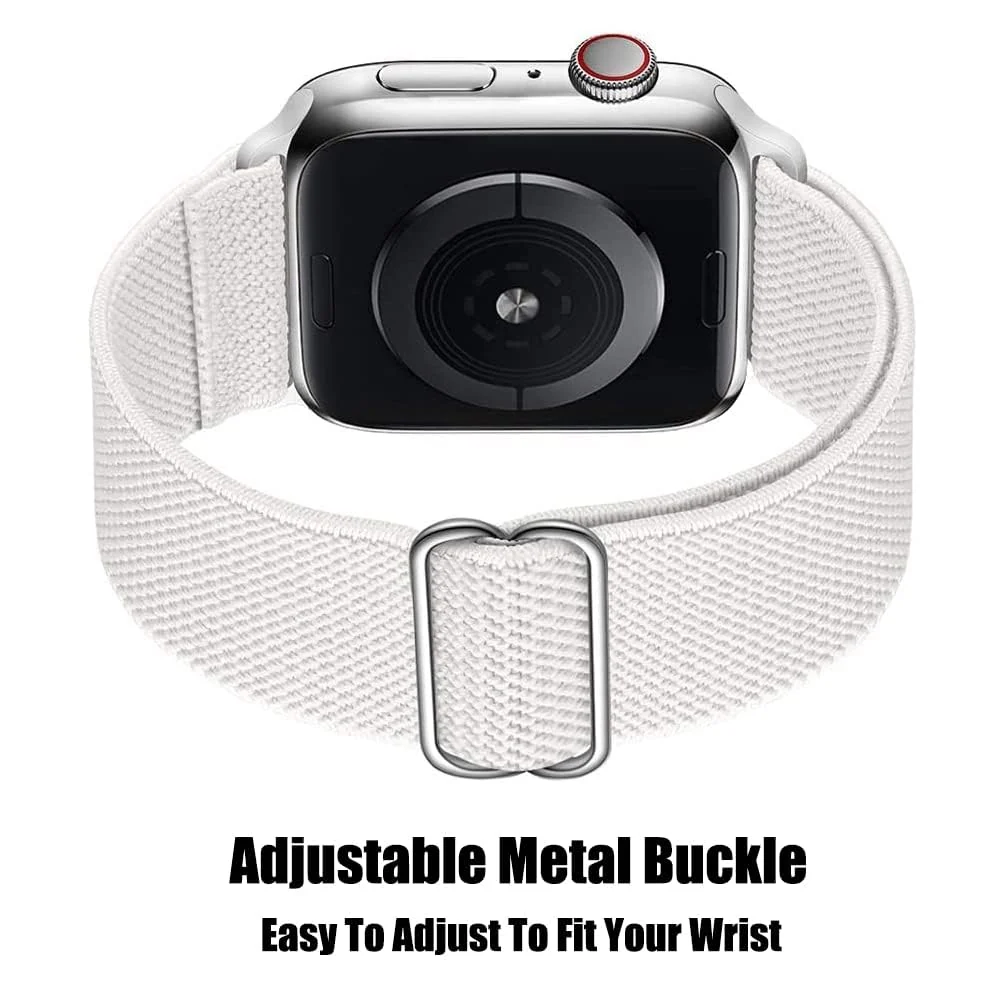 DL3 Mobilak Nylon Solo Loop Straps For Apple Watch Band 49mm 45mm 44mm 42mm 41mm 40mm 38mm, Elastic Wristbands for iwatch Ultra Series 9 8 7 6 5 4 3 2 1 Se (A. , 38MM/40MM/41MM) - A.White