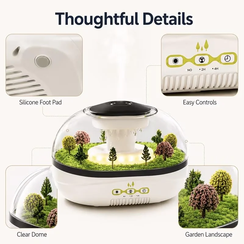 MOBIGON Raindrop Aroma Diffuser 400ML Humidifier | Quiet operation, 2/4H Timer, Warm Night Light, Fine Mist, Creative Micro Landscape Design, Auto Shut-Off for Office Home, Bedroom,Yoga,Meditation - Style-1
