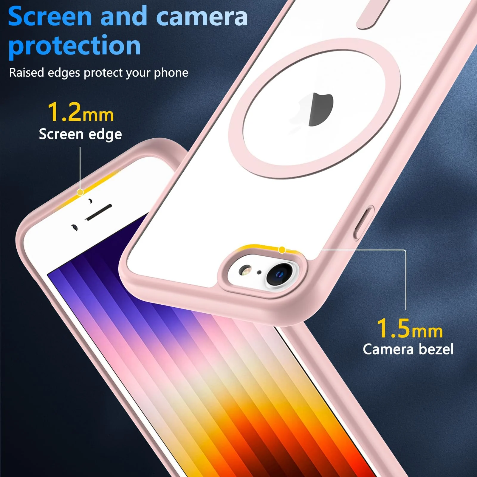 DL3 Mobilak Clear MagSafe-Compatible Magnetic Case for iPhone 7 Plus / iPhone 8 Plus with Camera Protection and Military-Grade Protection - Pink