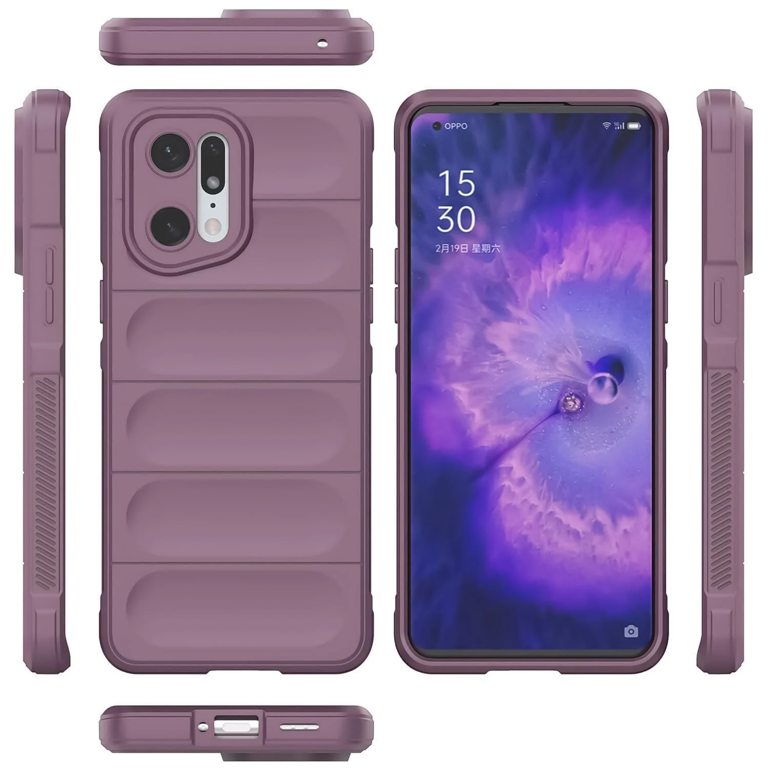 DL3 Mobilak Silicone Case for OPPO Find X5 Heavy Duty Protective [Slim Fit] Shockproof Soft Flexible Protective Design Shock-Absorption TPU Cover With Camera Protection - Purple