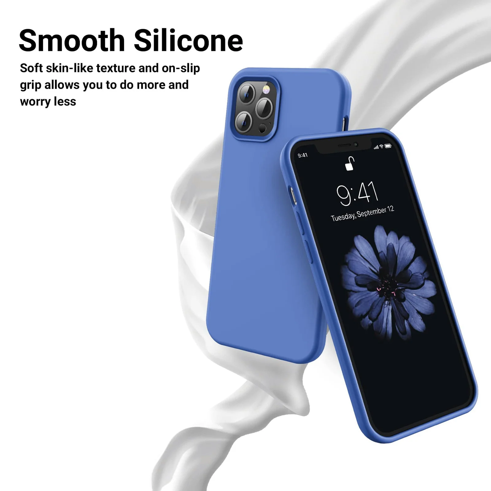 DL3 Mobilak Liquid Silicone Protective Case for iPhone 15 Pro Max with Camera Protection and Microfiber Lining - Light Blue