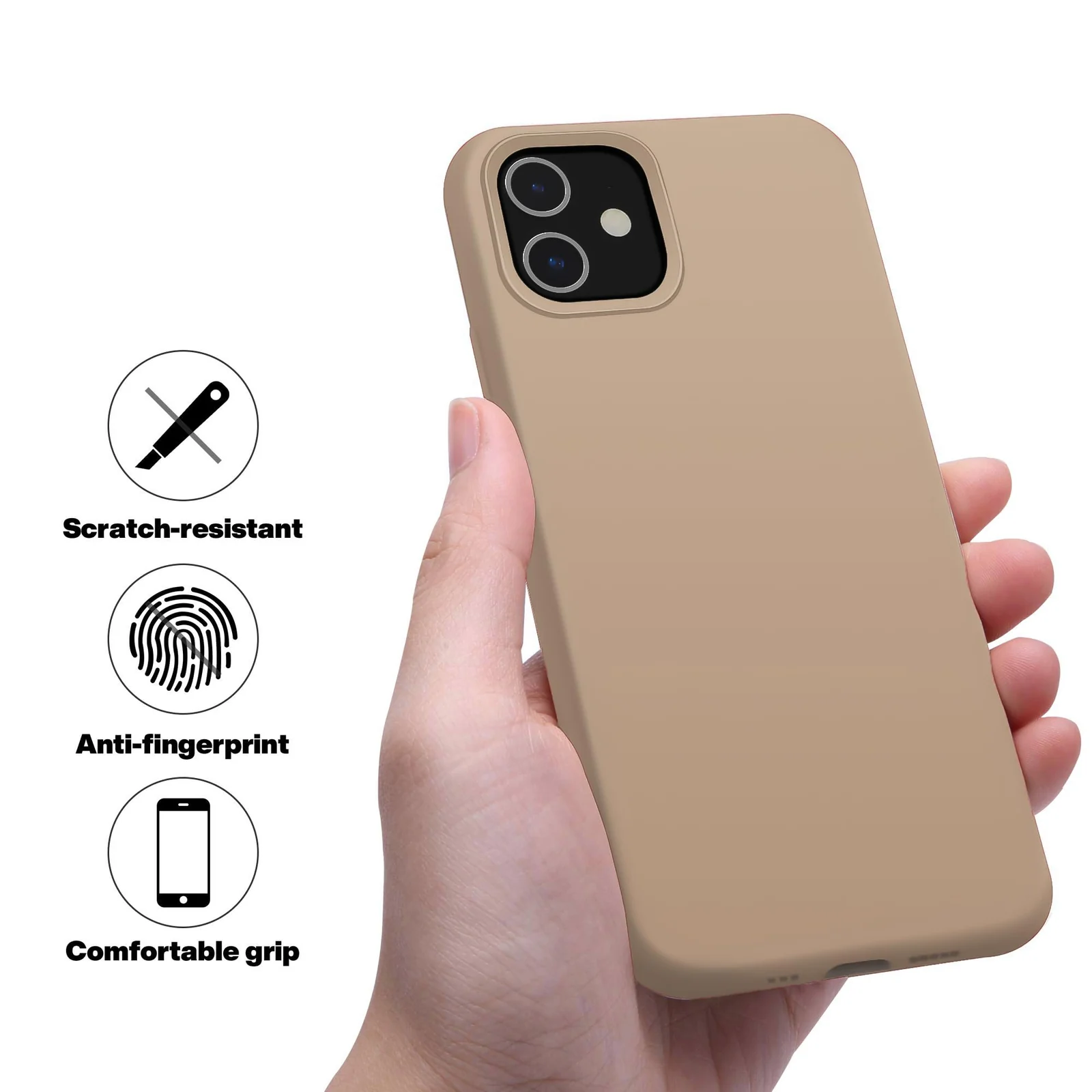 DL3 Mobilak Liquid Silicone Case for iPhone 11 (6.1 Inch), Shock-absorbing protection, Scratch-resistant surface, Soft microfiber lining - Desert