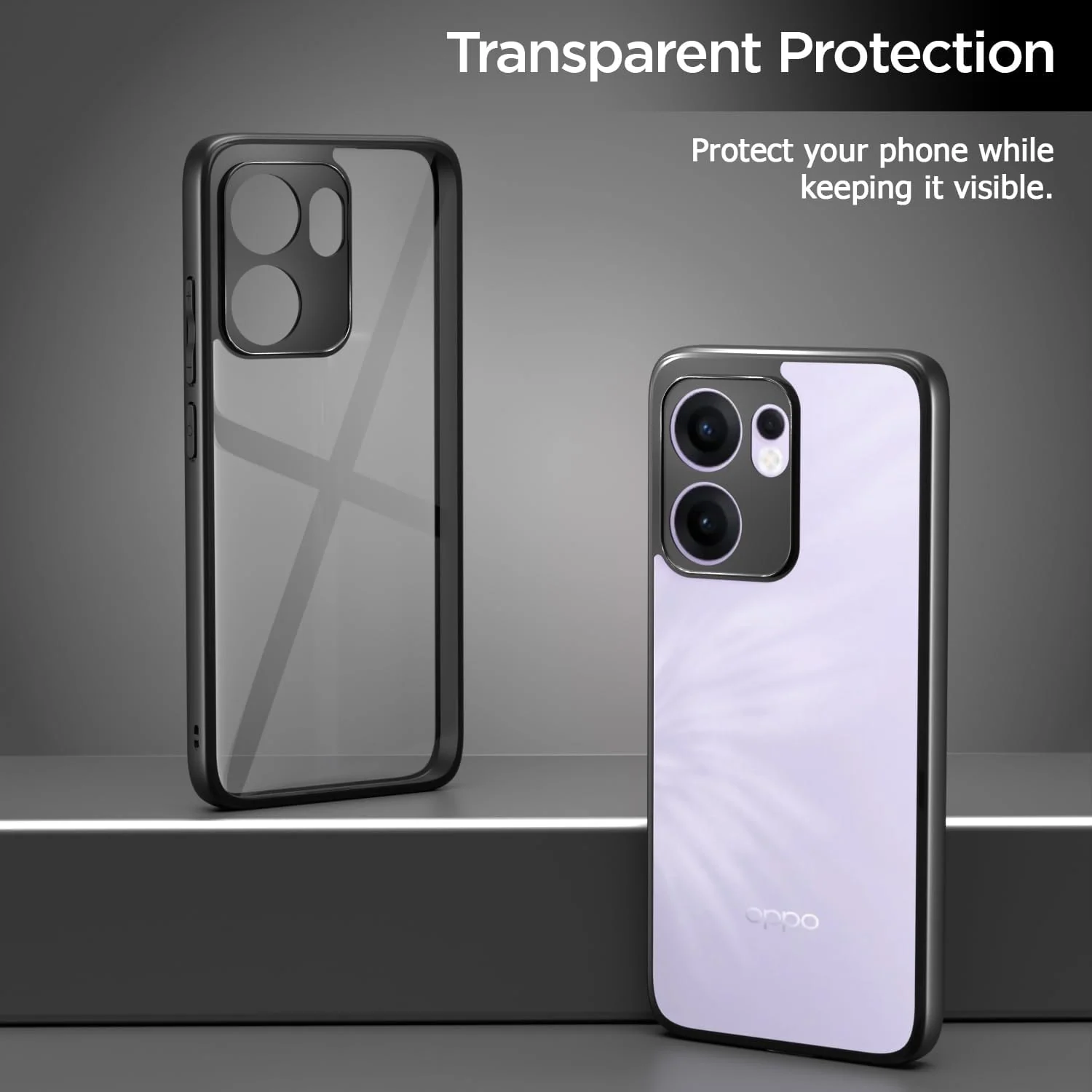 DL3 Mobilak Clear PC and TPU Protective Case for OPPO Reno13 F / Reno 13F with Camera Protection and Military-Grade Protection - Black