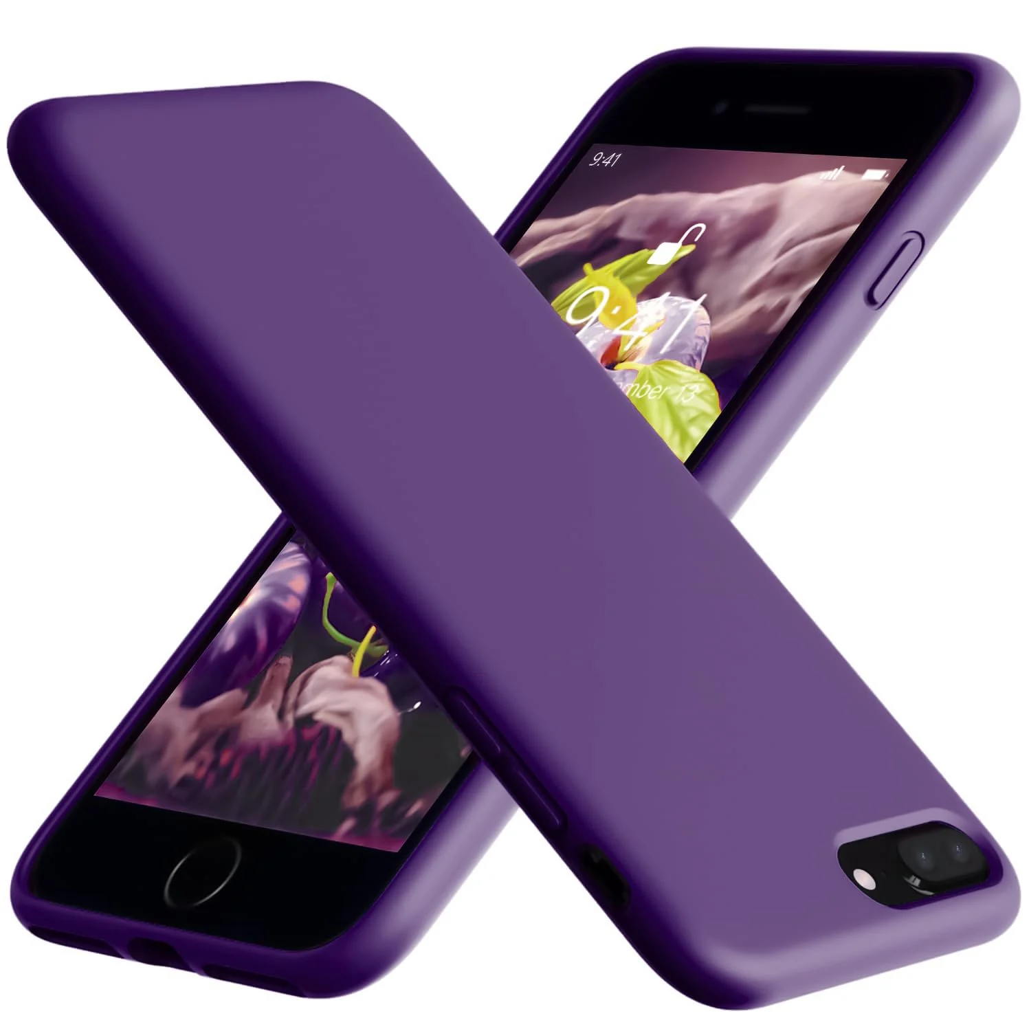 DL3 Mobilak Liquid Silicone Case for iPhone 7 Plus / iPhone 8 Plus, Shock-absorbing protection, Scratch-resistant surface, Soft microfiber lining - violet