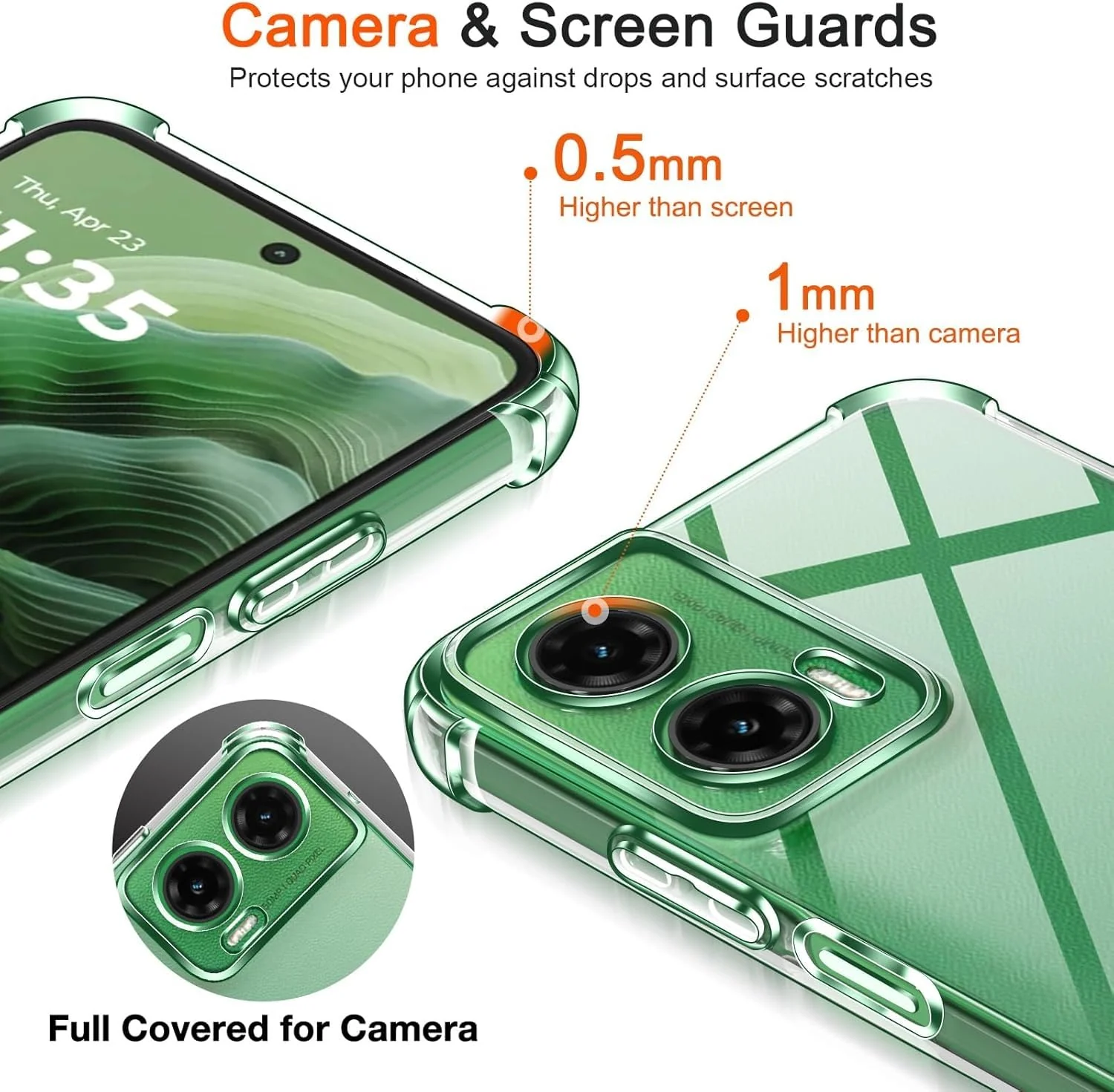 DL3 Mobilak Case Compatible with Motorola Moto G35 5G, Cover Silicone TPU Gorilla Anti-shock Protector Camera Shockproof Corners - Clear