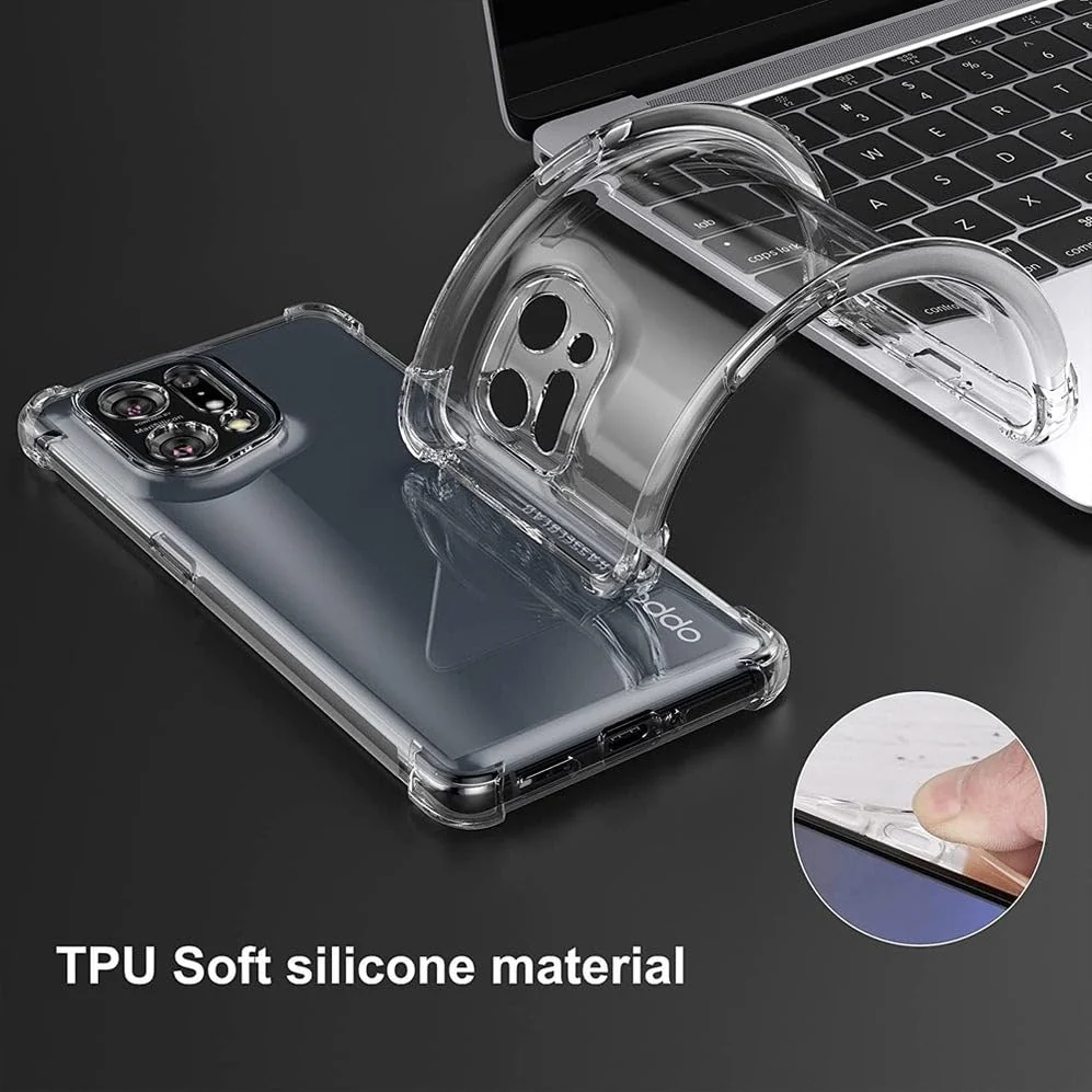 DL3 Mobilak Clear TPU Protective Case for OPPO Find X5 Pro 5G with Camera Protection and Shockproof Design - Clear