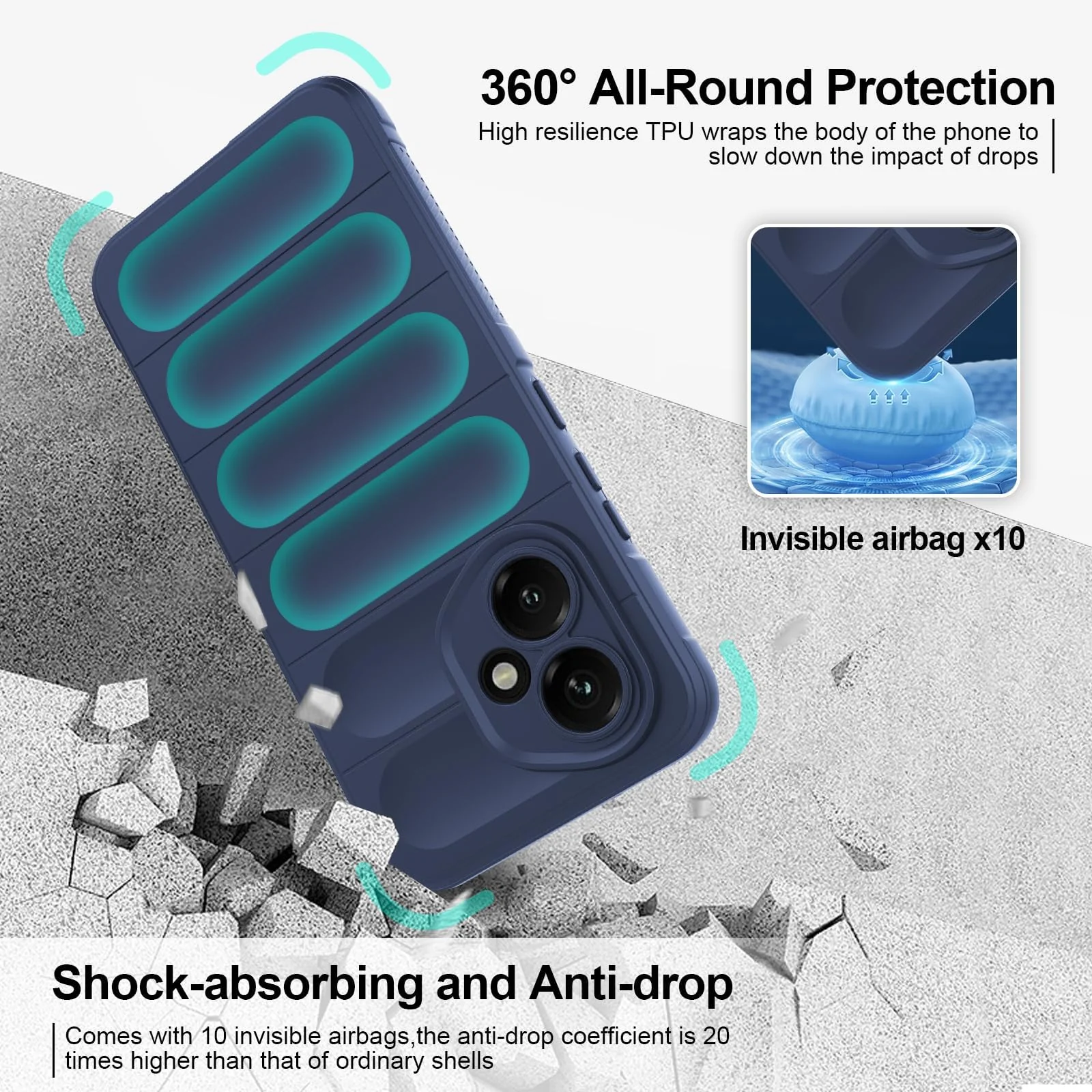 DL3 Mobilak Soft Silicone Protective Case for Honor 400 5G with Camera Protection and Shockproof Design - Blue