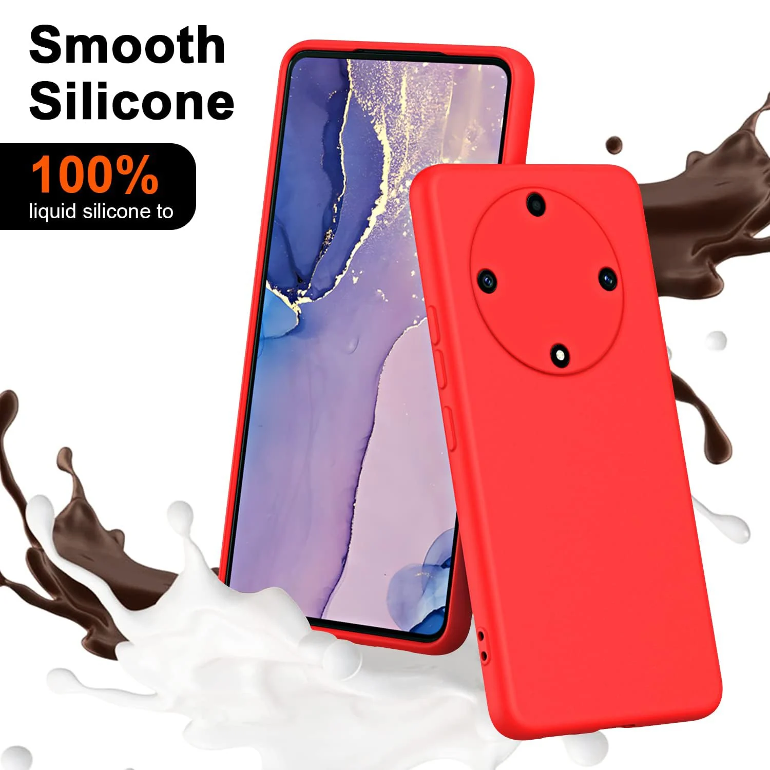 DL3 Mobilak Silicone Protective Case for Honor X9b, Shock-absorbing protection, Scratch-resistant surface, Soft microfiber lining - Red
