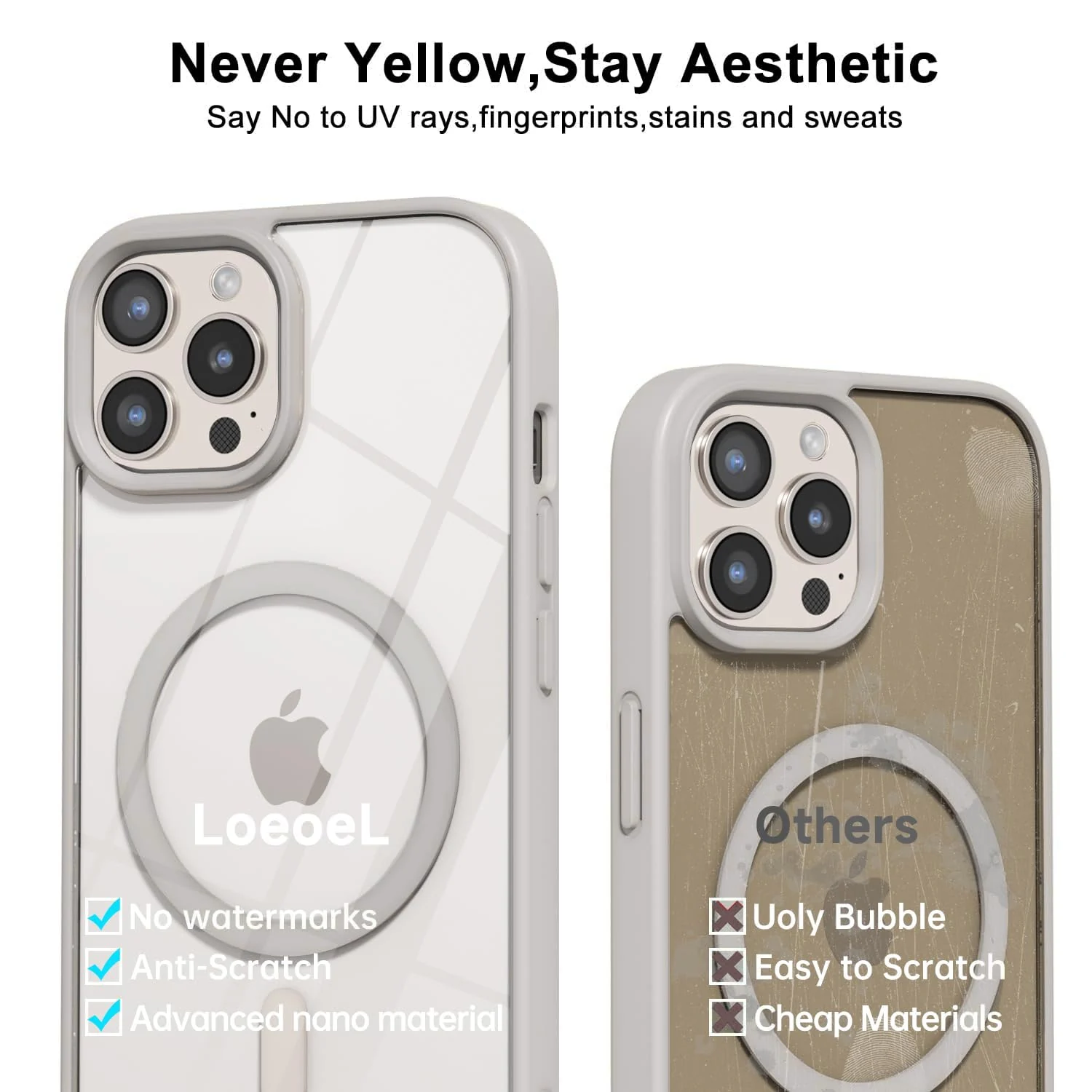 DL3 Mobilak Case Magnetic Crystal Clear for iPhone 13 Pro (6.1 Inch) Case, [Compatible with MagSafe] Slim Phone Case Thin Cover - Titanium