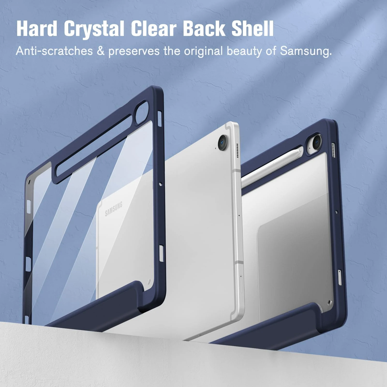 DL3 Mobilak Hybrid Slim Case for Samsung Galaxy Tab S9 FE 5G 10.9 Inch/Galaxy Tab S9 11 Inch 2023 with S Pen Holder, Shockproof Cover with Clear Transparent Back Shell, Auto Wake/Sleep - Midnight Blue