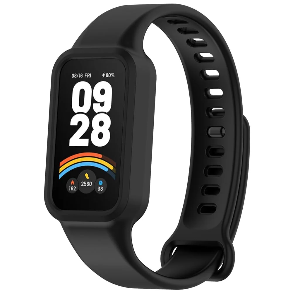 DL3 Mobilak Compatible with Xiaomi Smart Band 9 Active/Xiaomi Redmi Smart Band 3 Replacement Silicone Wrist Strap Bracelet Band Soft And Durable Watch Accessories - Black
