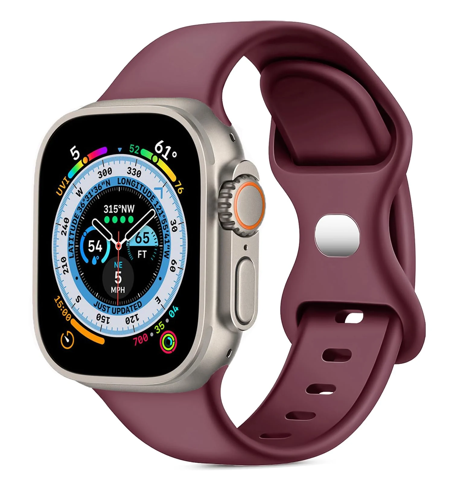 DL3 Mobilak Band with Case For Apple Watch Ultra/Ultra 2 49mm, Adjustable Silicone Sport Wristband Replacement, Strap With Cover Built-in Glass Screen Protector for iWatch Ultra 49 mm - Wine Red