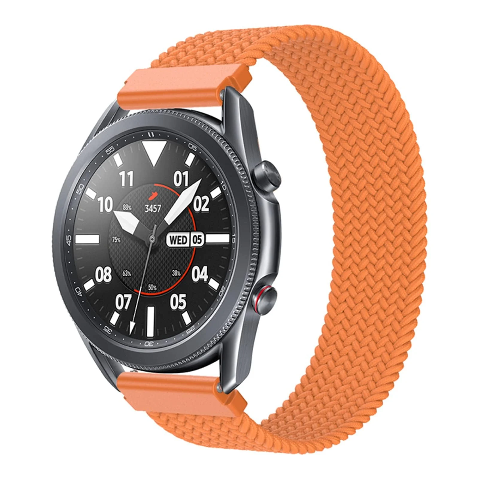 DL3 Mobilak Band 20MM Nylon Braided Solo Loop Strap For Samsung Gear Sport/Watch 6/5/4 40mm 44mm/Watch 6 Classic 43mm 47mm/ 5 Pro 45mm/active 2 40mm 44mm (Orange, Small), unisex-adult - Black