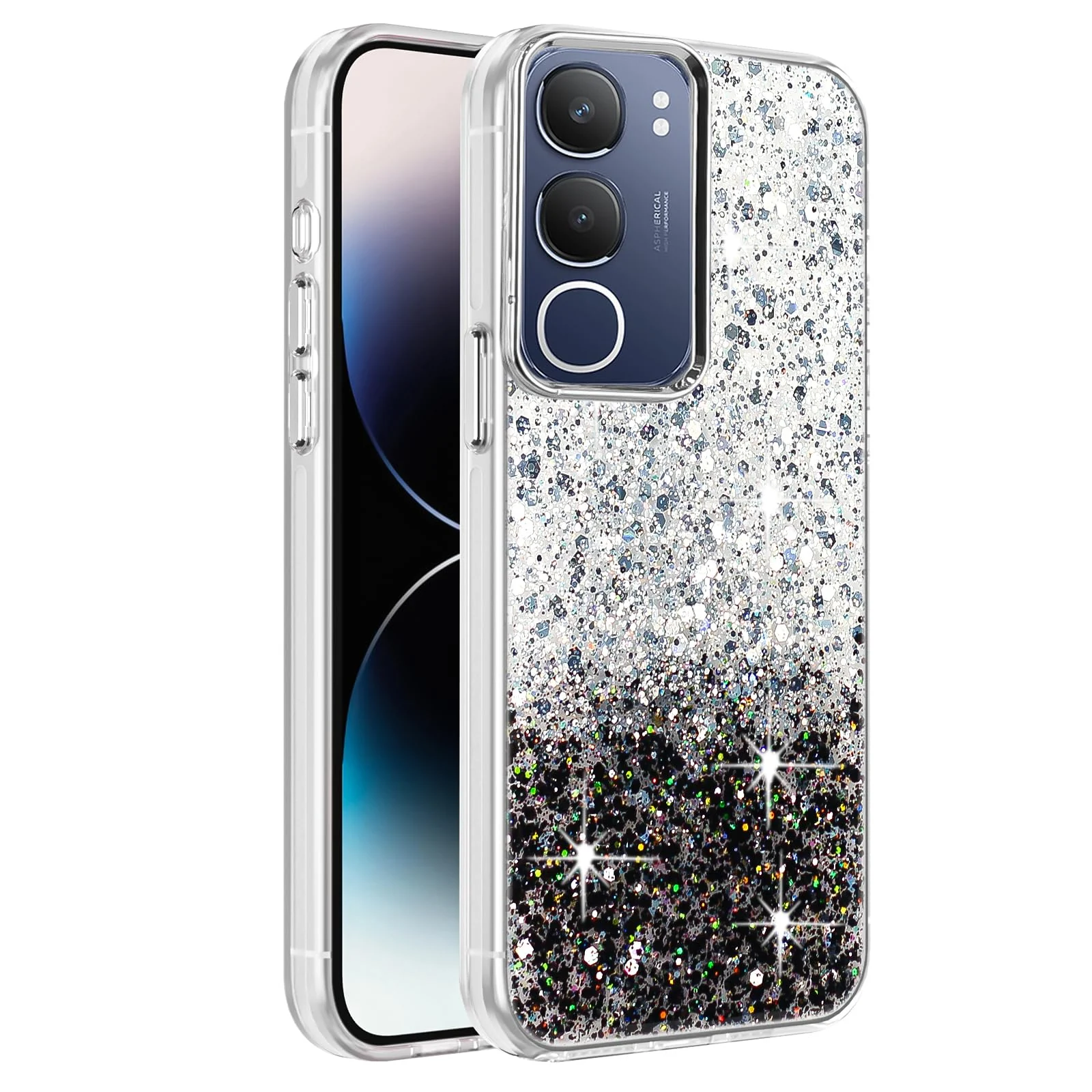 Vivo Y19S — DL3 Mobilak Glitter Protective Case for vivo Y19S, Supports wireless charging, Camera protection, Shock-absorbing protection