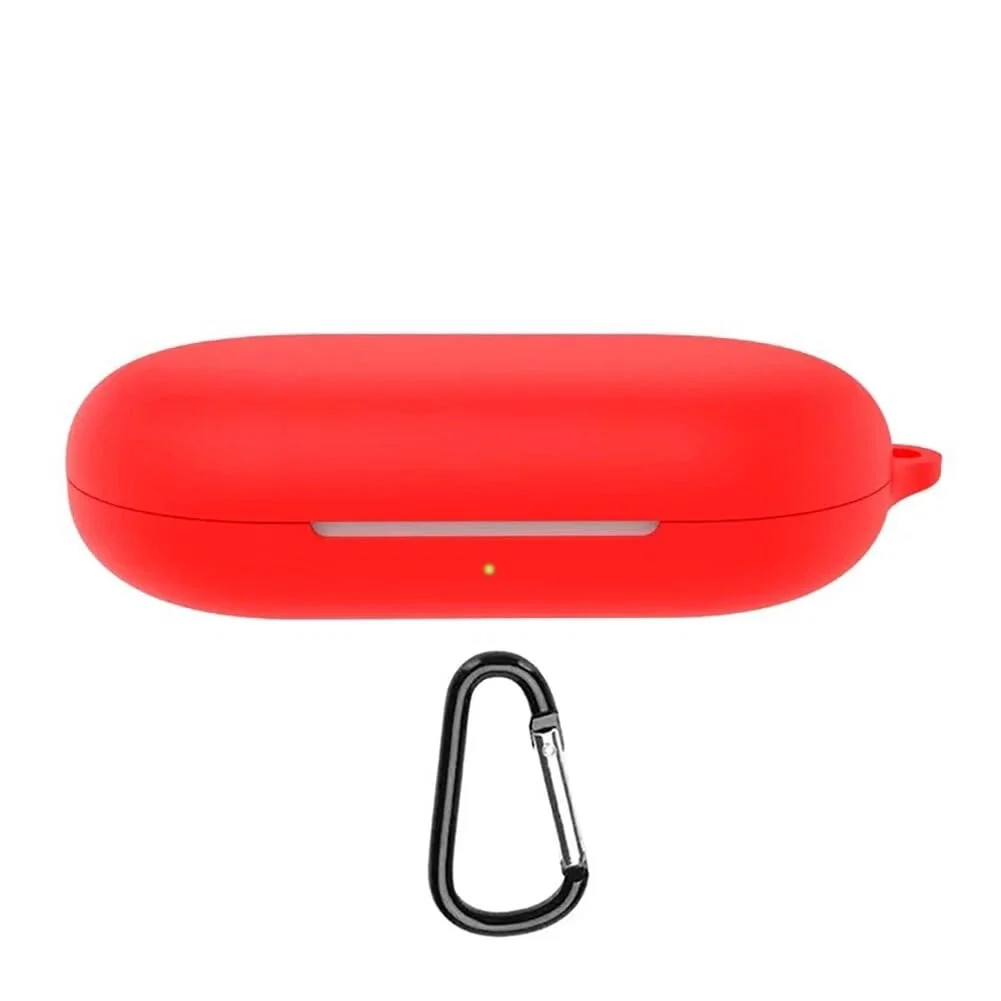 DL3 Mobilak Compatible with Anker SoundCore V20i Case Cover, Soft Silicone Shockproof Protective Case Wireless Earbuds with Carabiner, Front LED Visible - Red