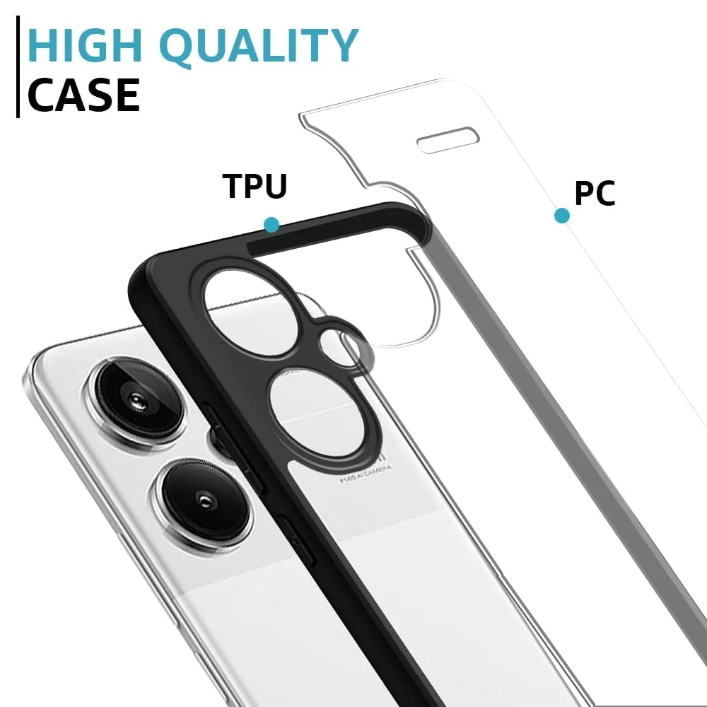 DL3 Mobilak Clear TPU Case for Xiaomi Redmi Note 13 Pro + Plus 5G, Camera protection, Shock-absorbing protection, Scratch-resistant surface - Black
