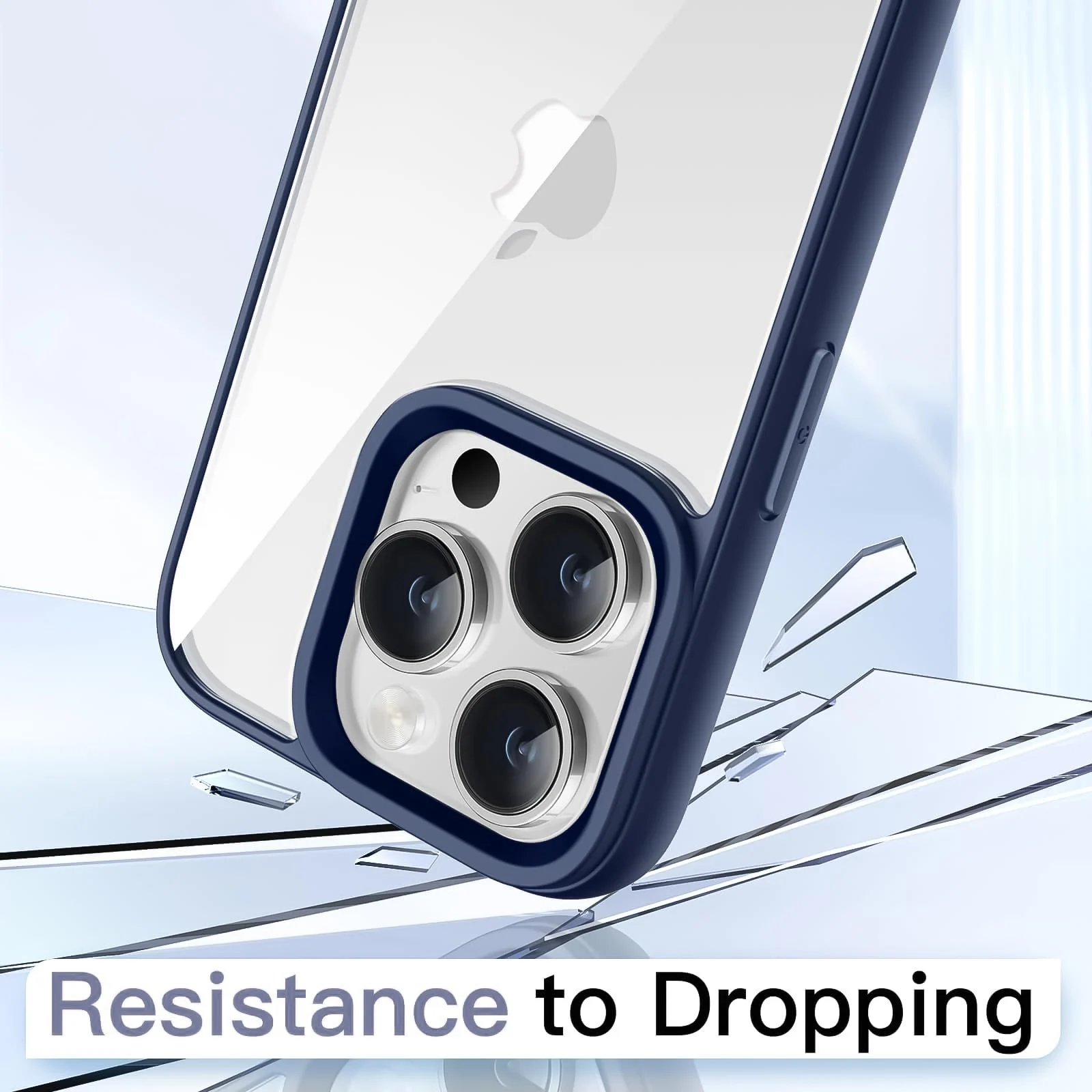 DL3 Mobilak Clear TPU Case for iPhone 16 Pro Max 6.9-Inch, Supports wireless charging, Shock-absorbing protection, Anti-fingerprint finish - Blue