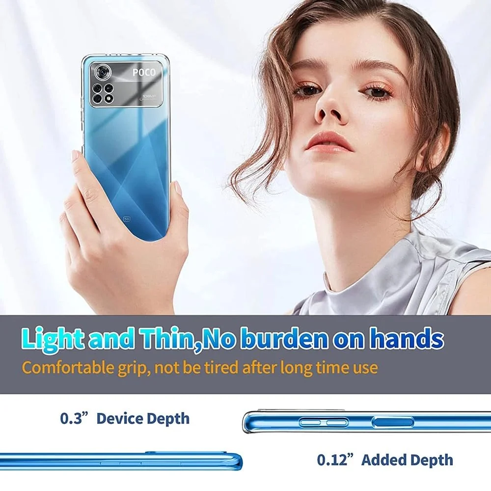 DL3 Mobilak Case Compatible with Xiaomi Poco X4 Pro 5G Case Crystal Soft TPU Gel Case Flexible Silicone Anti-Scratch Camera Protection TPU Cover - Clear
