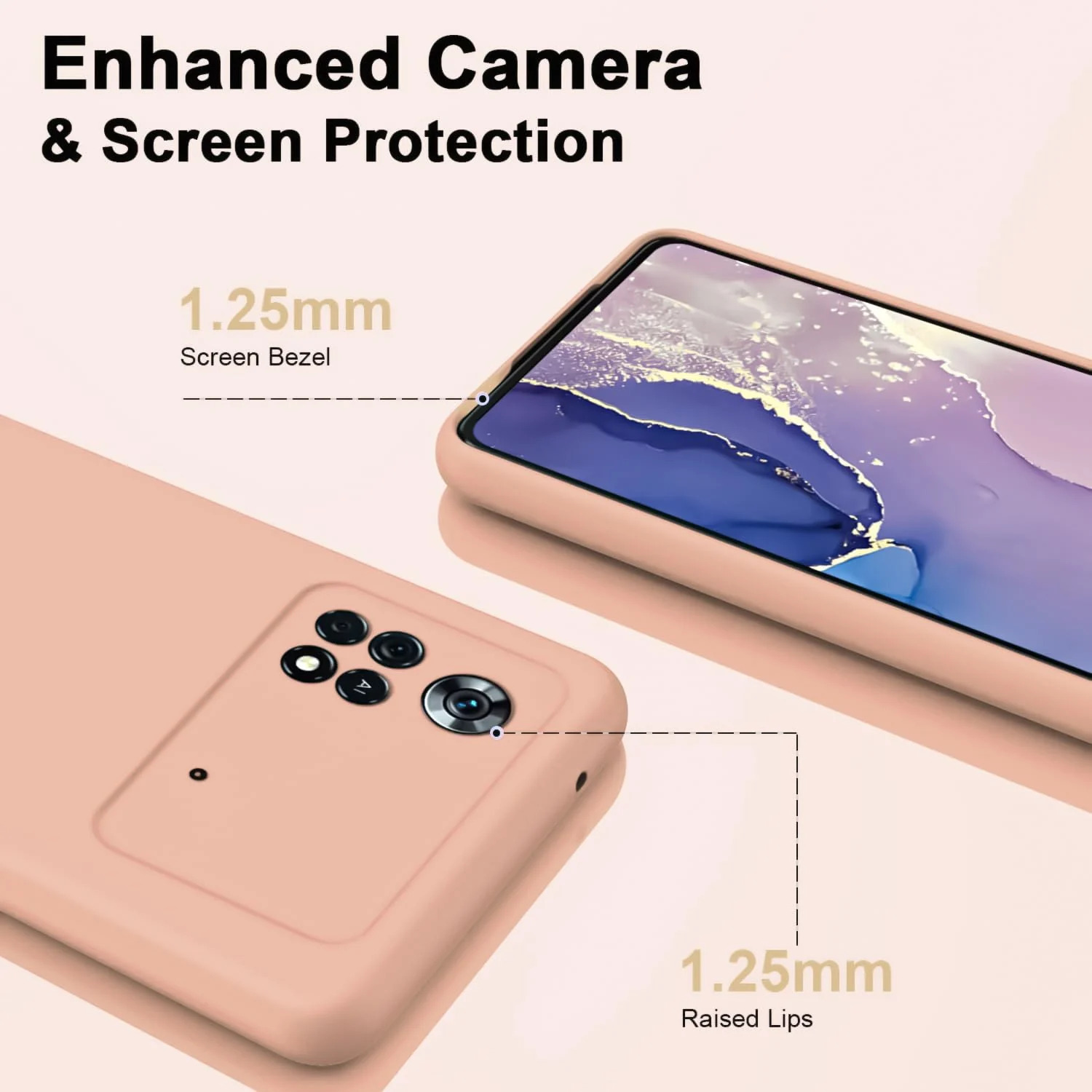 DL3 Mobilak Liquid Silicone Protective Case with Soft Microfiber Lining with Full Camera Protection for Xiaomi Poco X4 Pro 5G - Light Orange