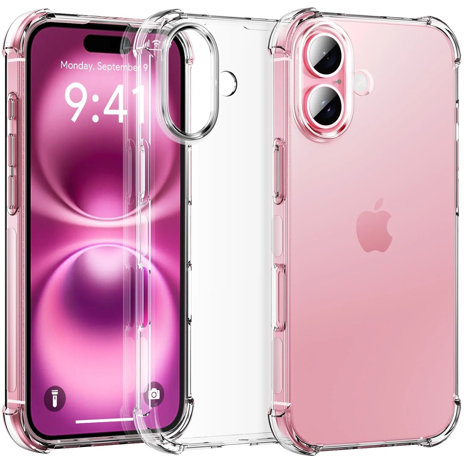 DL3 Mobilak Clear TPU Case for iPhone 16, Camera protection, Shock-absorbing protection, Non-slip grip - Clear