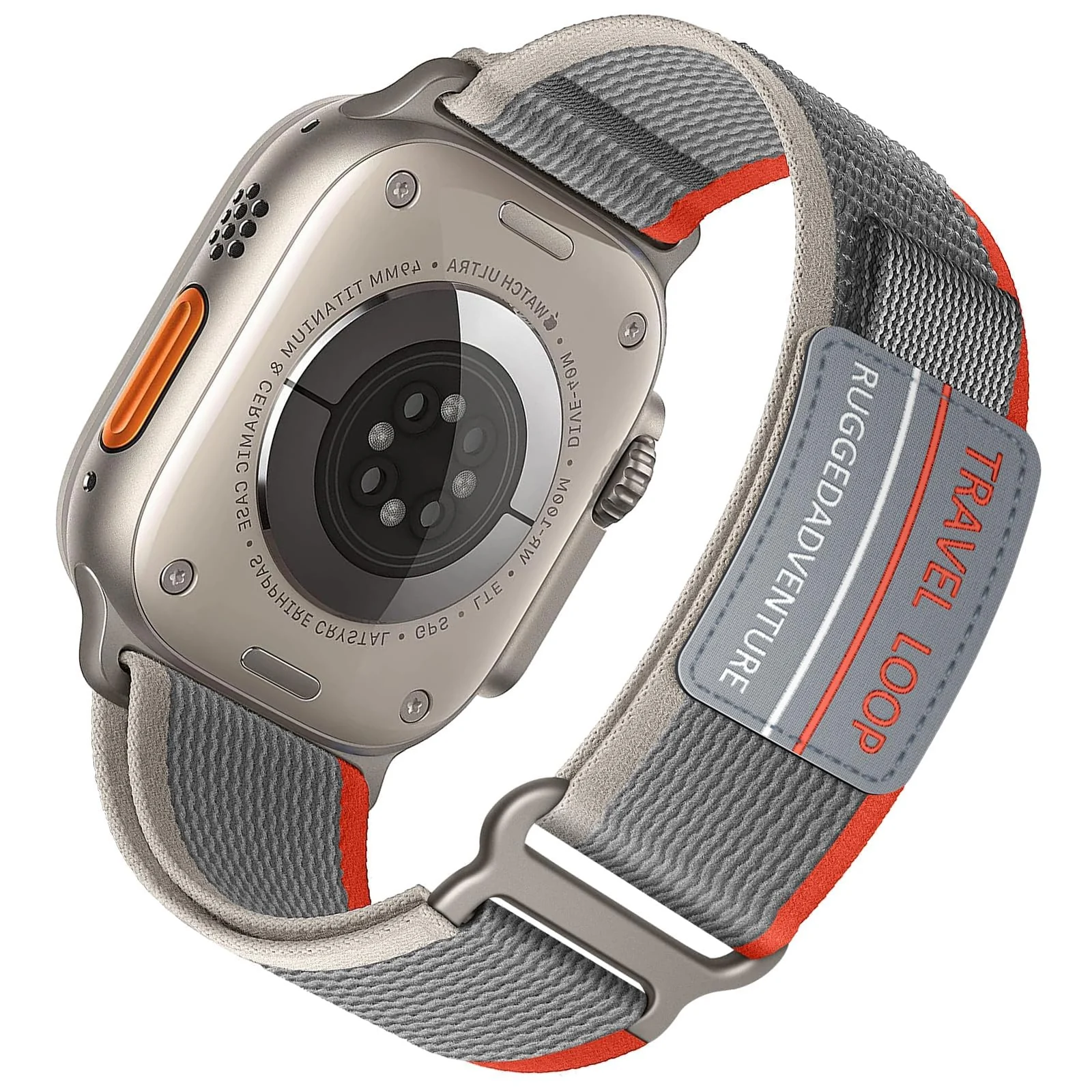 DL3 Mobilak Trail Loop Strap for Apple Watch Ultra Band 49mm 45mm 44mm 42mm iWatch Ultra Band Men Women, Rugged Sport Strap Soft Nylon Wristband for iWatch Ultra 2 Bands Series 9 8 7 6 5 4 3 2 1 SE - Grey Red
