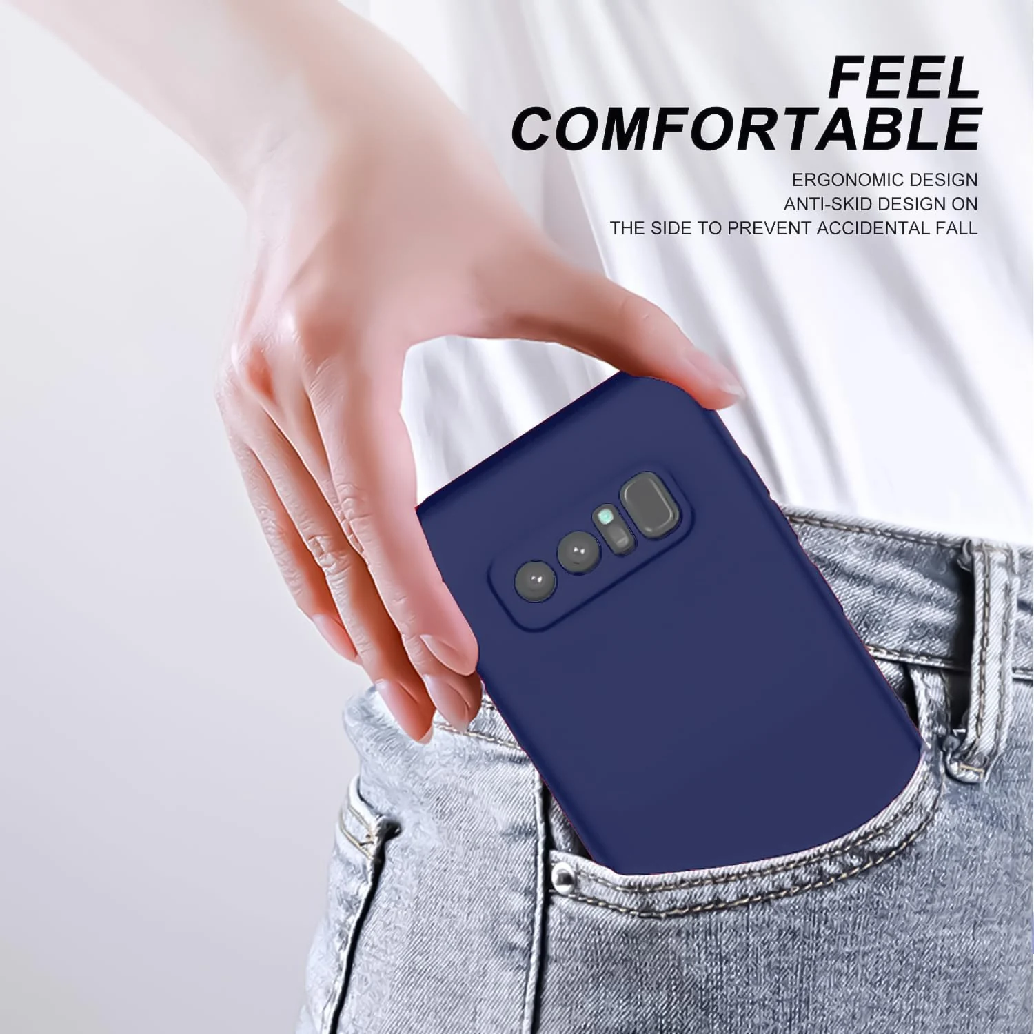 DL3 Mobilak Liquid Silicone Protective Case with Soft Microfiber Lining with Full Camera Protection for Samsung Galaxy Note 8 - Blue 2