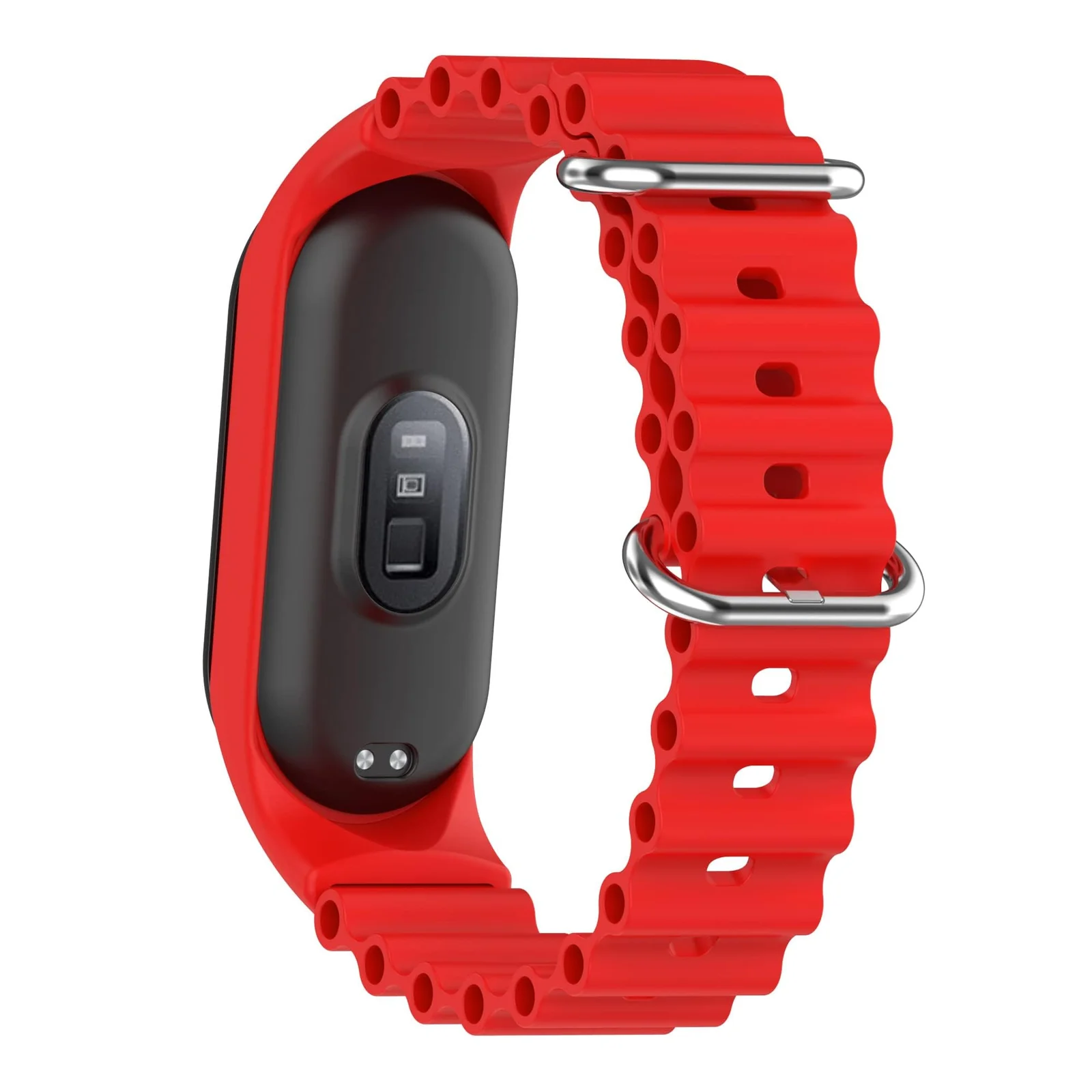 DL3 MOBILAK Ocean Band for Xiaomi Mi Band 7/Mi Band 6/Mi Band 5/Mi Band 4/Mi Band 3,Adjustable Silicone Stretchy Sport Strap Women Men Replacement Wristband - Red