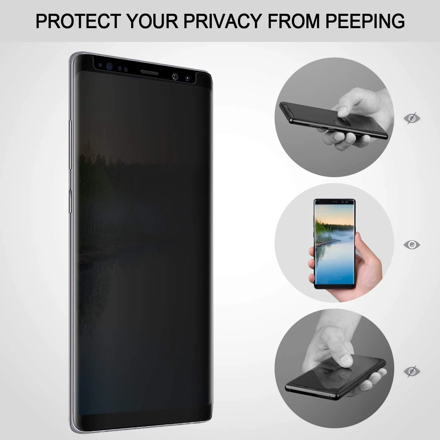 DL3 Mobilak Samsung Galaxy Note 9 Privacy Screen Protector, Anti-Spy 9H Hardness Tempered Glass Film [Case Friendly] [Bubble Free] - Black