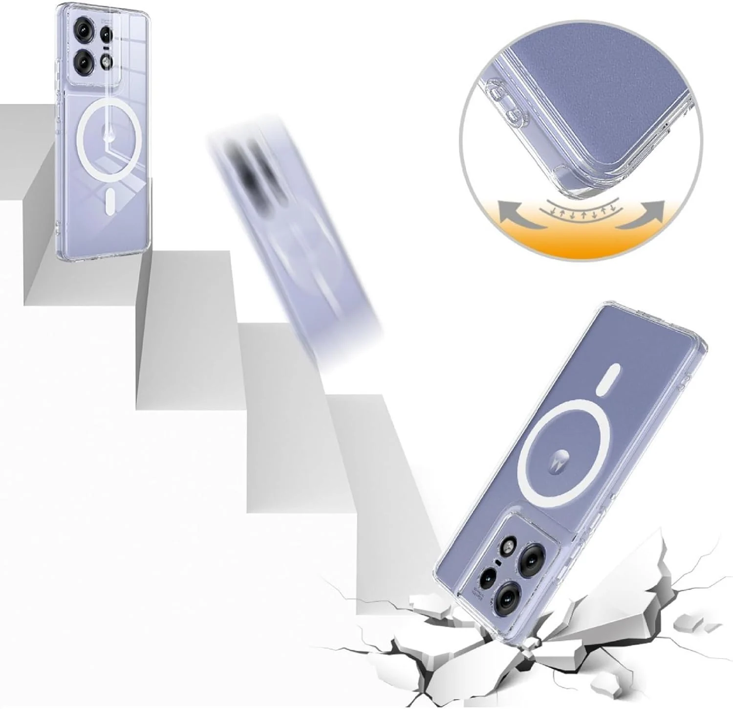 DL3 Mobilak for Motorola Moto Edge 60 Stylus Case [Compatible with MagSafe] [Strong Magnet] [Non-Yellowing] Magnetic Slim Thin Bumper Phone Cover, Lightweight, and Durable - Clear