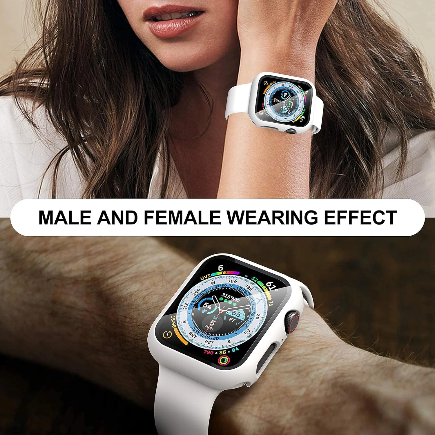 DL3 Mobilak Hard Case Designed for Apple Watch SE 6 5 4 40mm, Built-in 9H [HD Clear] Tempered Glass Screen Protector, [Full Protection] Slim Cover for iWatchSE 6 5 4 40mm - White