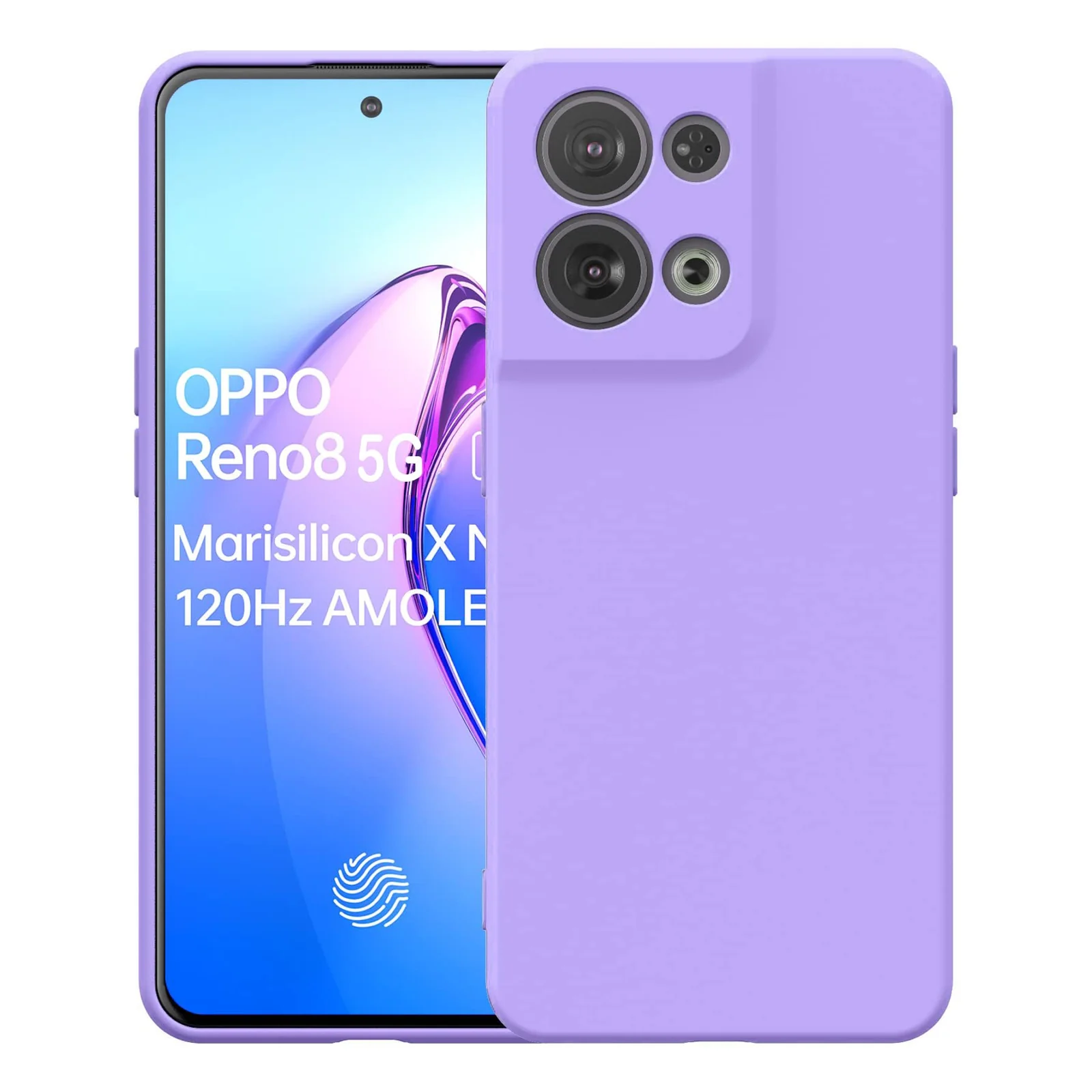 DL3 Mobilak Soft Silicone Protective Case for OPPO Reno 8 5G with Microfiber Lining and Shockproof Design - Lavender