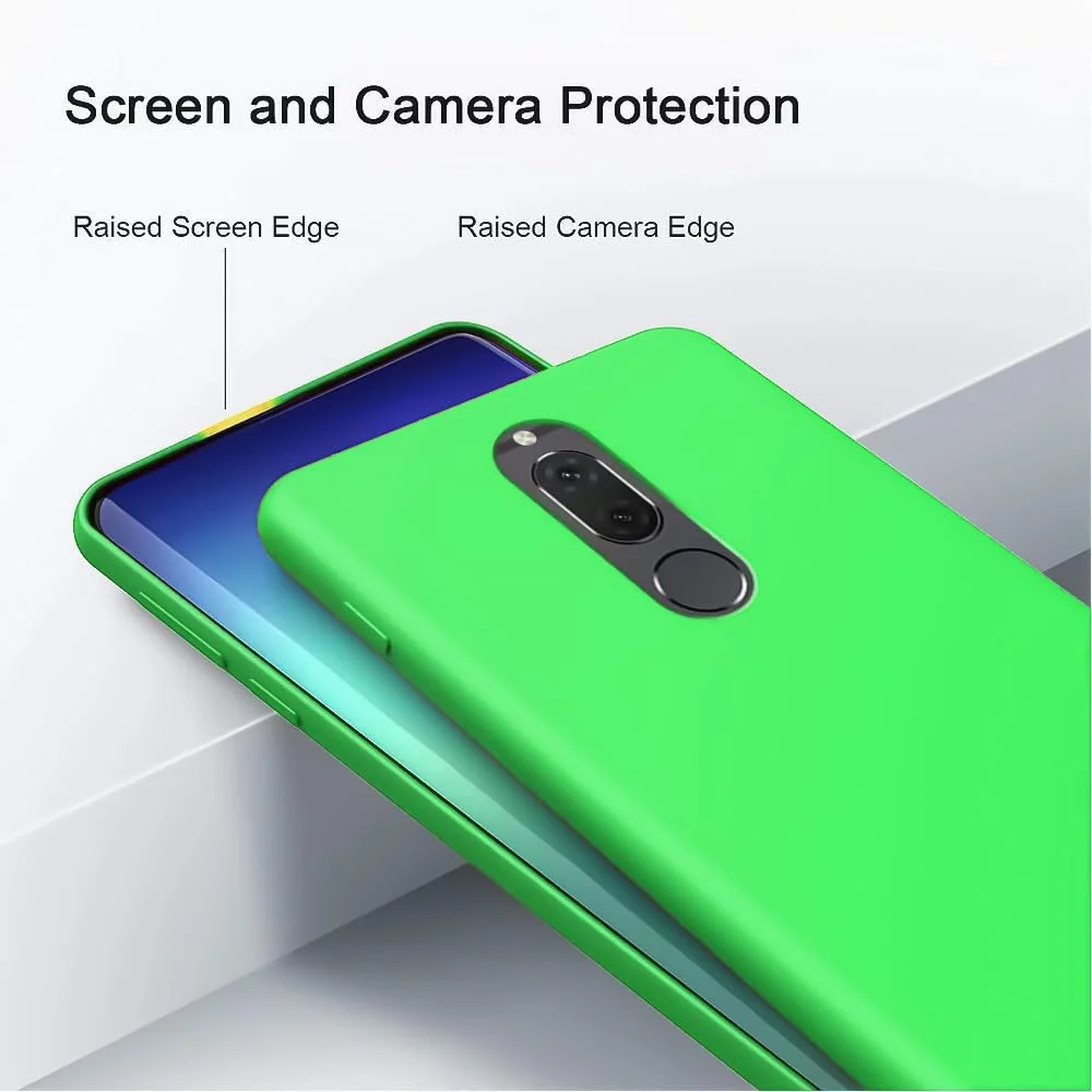 DL3 Mobilak Soft Silicone Protective Case for Huawei Mate 10 Lite with Microfiber Lining and Shockproof Design - Neon Green