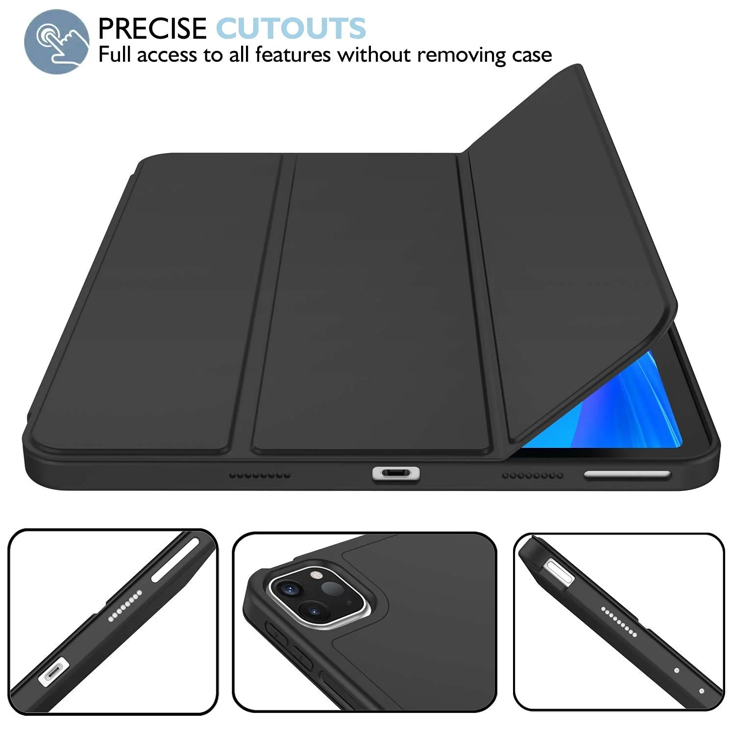 DL3 Mobilak iPad Pro 11 Inch Case 2022(4th Gen)/2021(3rd Gen)/2020(2nd Gen) with Pencil Holder, Smart iPad Case [Support Touch ID and Auto Wake/Sleep] with Auto 2nd Gen Pencil Charging - Black