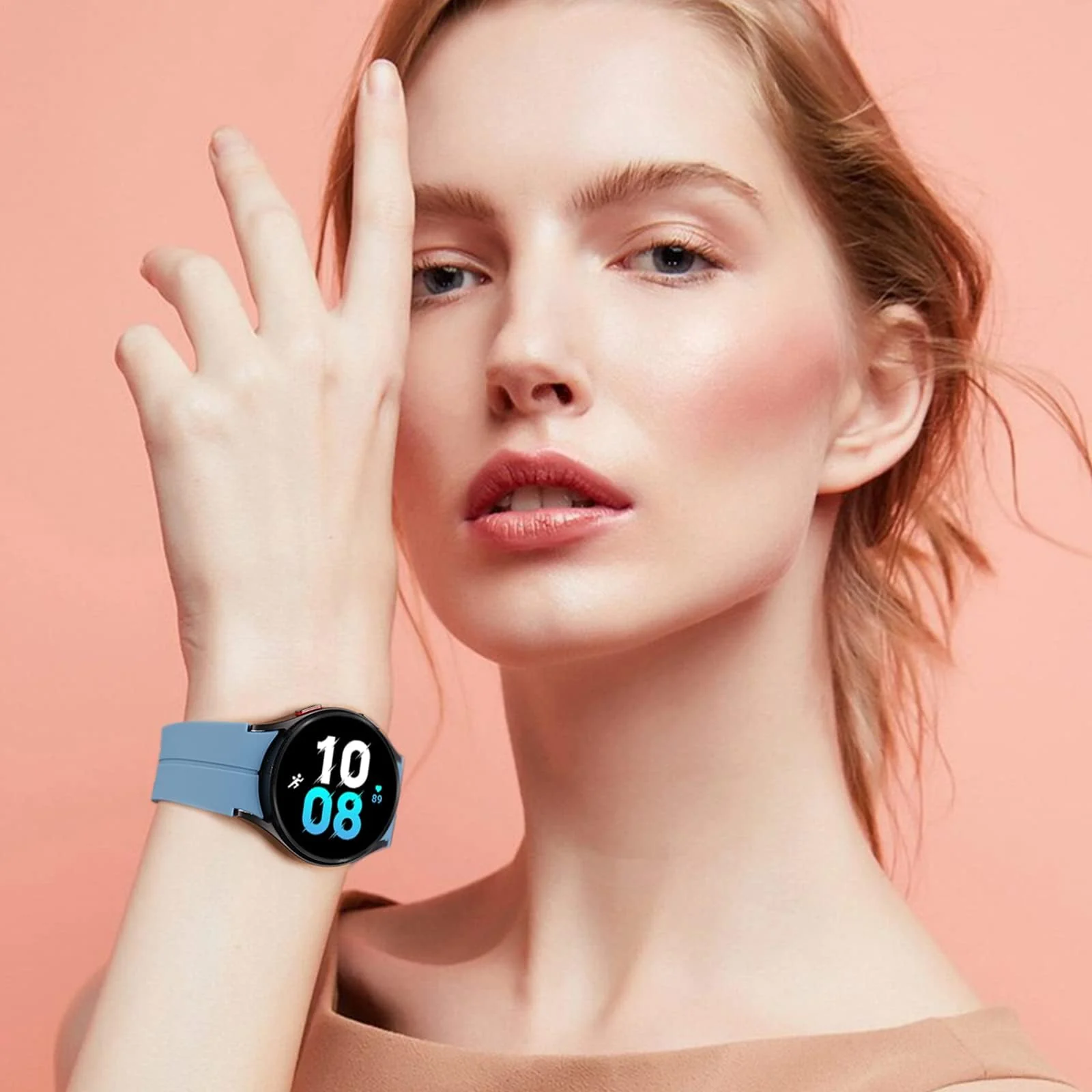 DL3 MOBILAK Magnetic for Samsung Galaxy Watch 6/5/4 Band 40mm 44mm/Galaxy Watch 6 Classic Bands 47mm 43mm/watch 4 Classic 46mm 42mm,Silicone Strap for Samsung Watch 5 Pro 45mm,No Gap Buckle - Official Blue