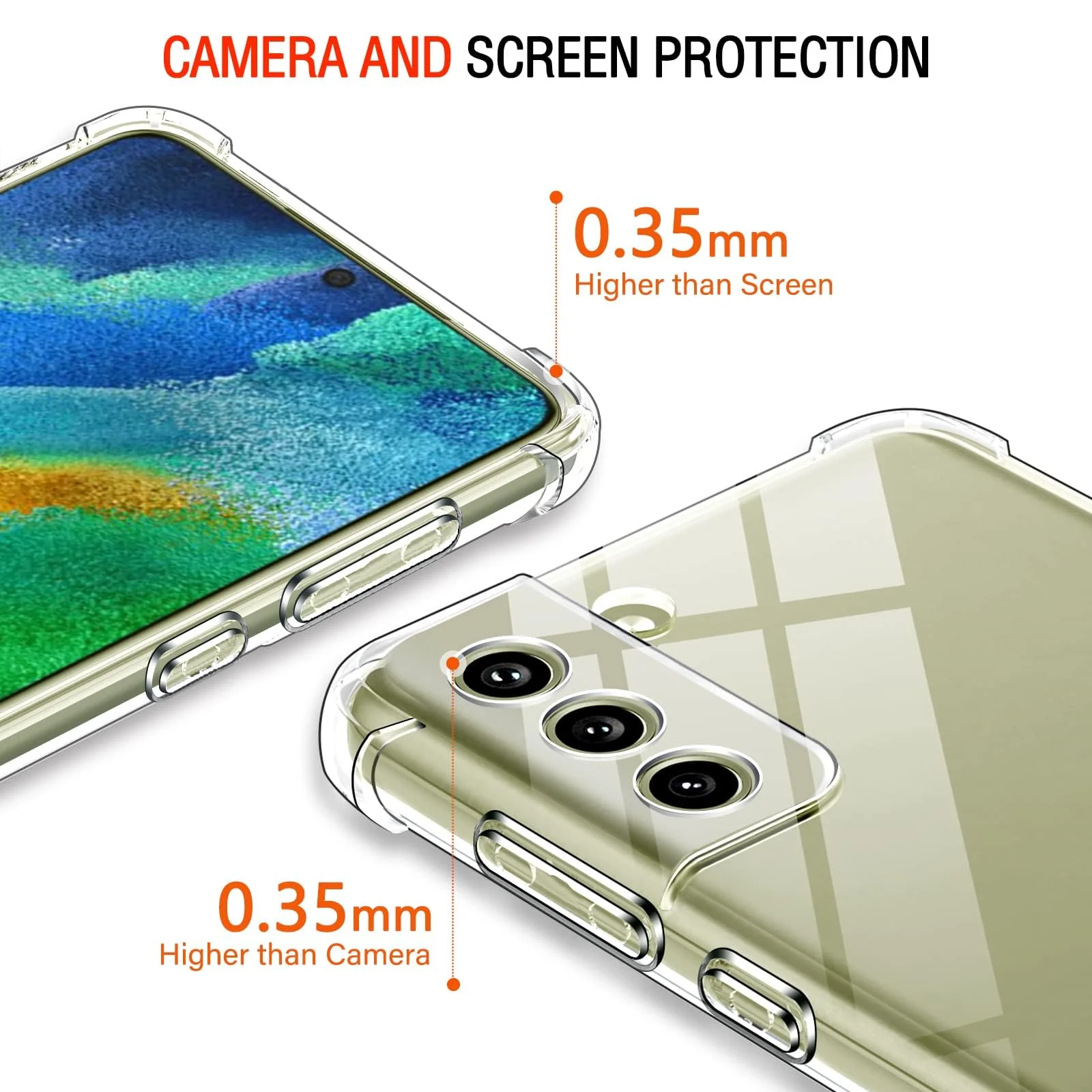 DL3 MOBILAK Case Compatible with Samsung Galaxy S21 Plus, Cover SiliconeTransparent TPU Gorilla Anti-shock Protector Camera Shockproof Corners - Clear