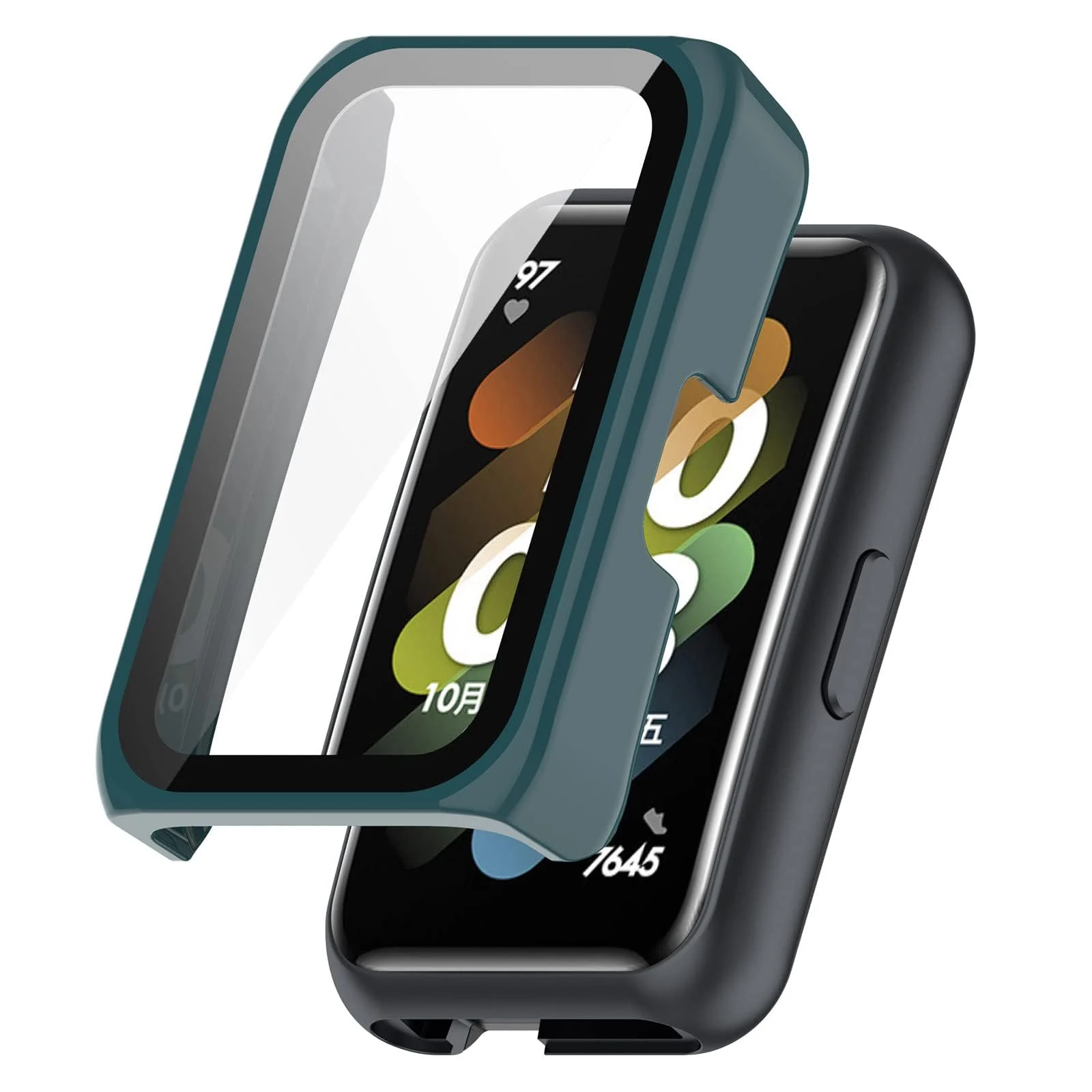 DL3 MOBILAK Full-Coverage Watch Case with Tempered Glass for Huawei Band 6 / Honor Band 6 / Band 7, Green